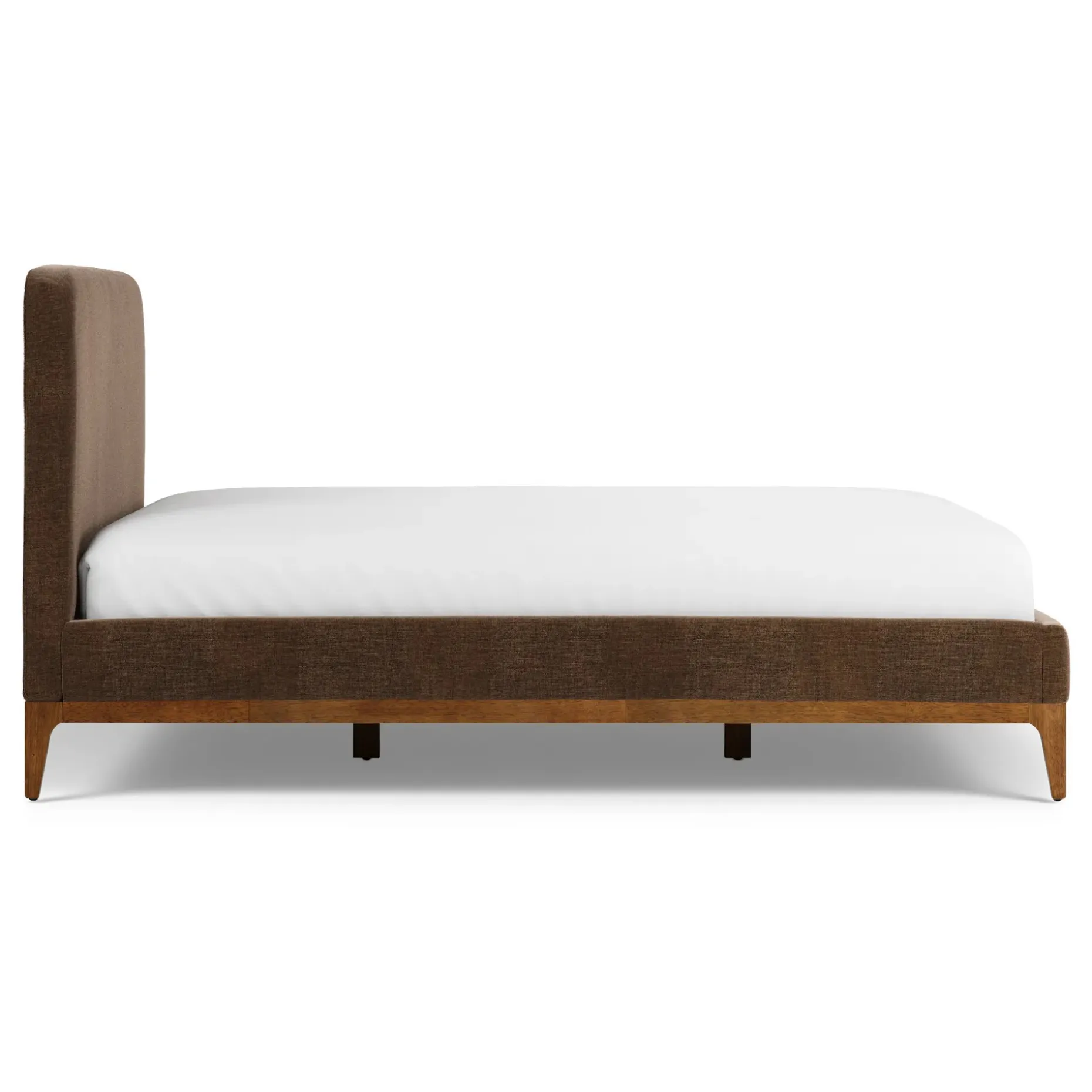 Rosin Queen Upholstered Bed - Walnut and Valor Brown