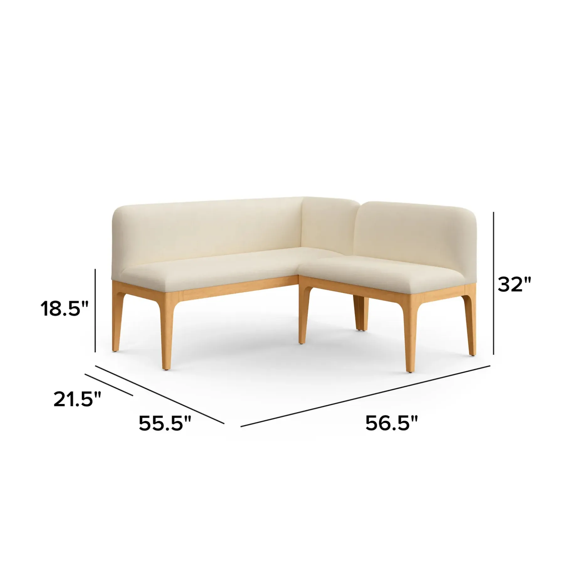 Rosin 55.75" Right Arm Banquette Set - Natural Oak and Sand Ivory