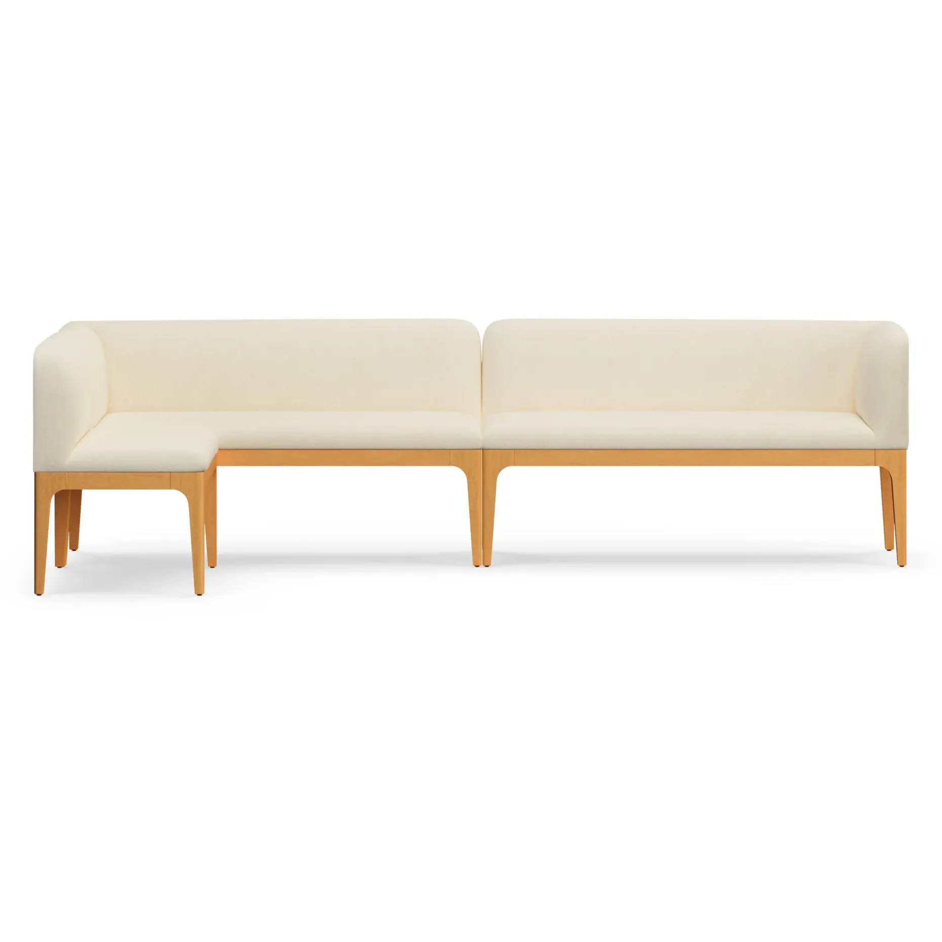 Rosin 113.5" Short L-Shape Banquette Set - Natural Oak and Sand Ivory