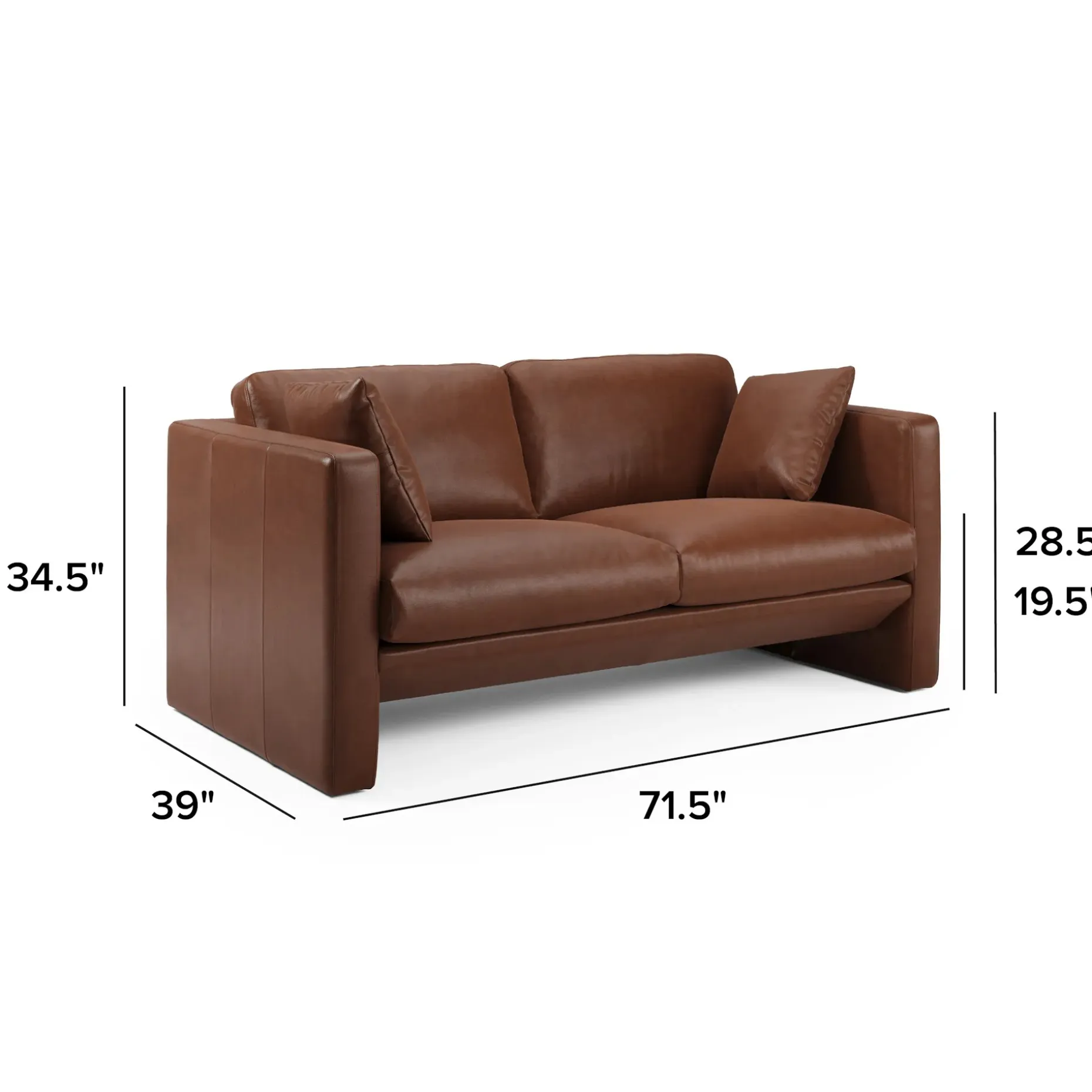 Roxwell 71.5" Leather Loveseat - Taos Brown