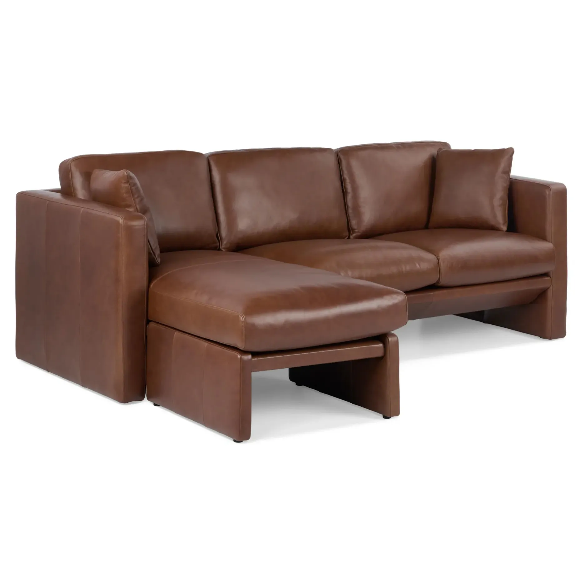 Roxwell 91" Leather Reversible Sectional - Taos Brown