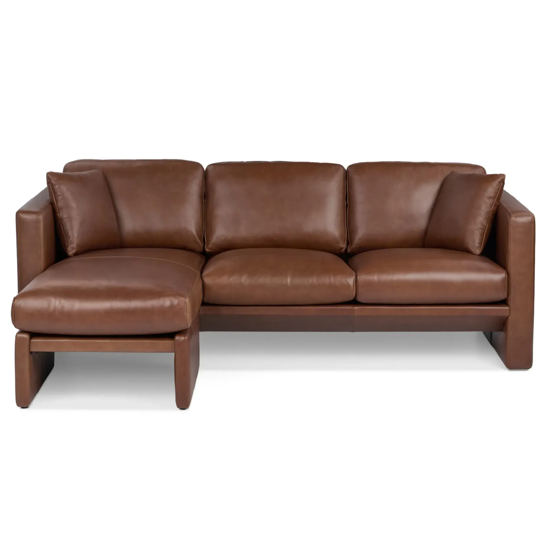 Roxwell 91" Leather Reversible Sectional - Taos Brown
