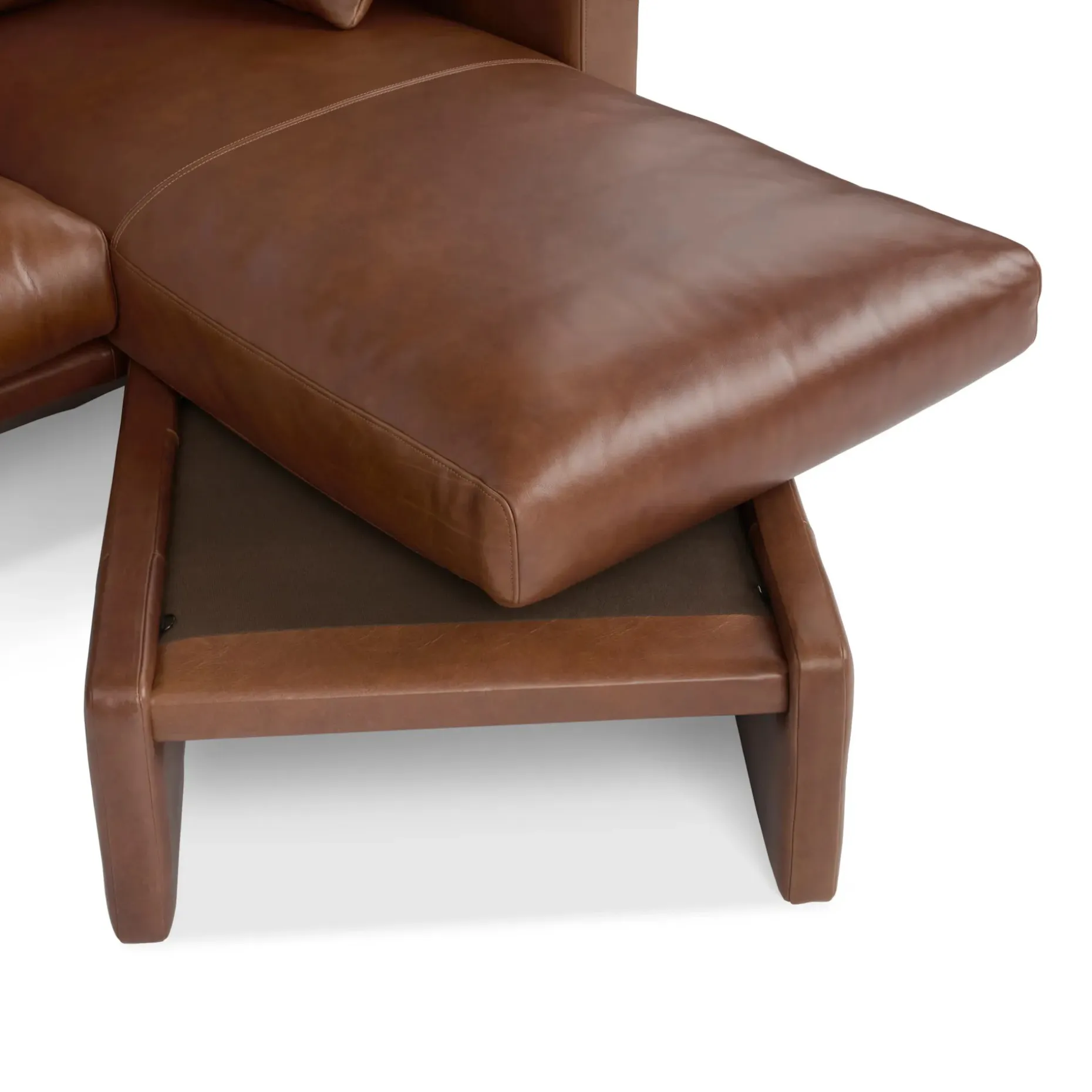 Roxwell 91" Leather Reversible Sectional - Taos Brown