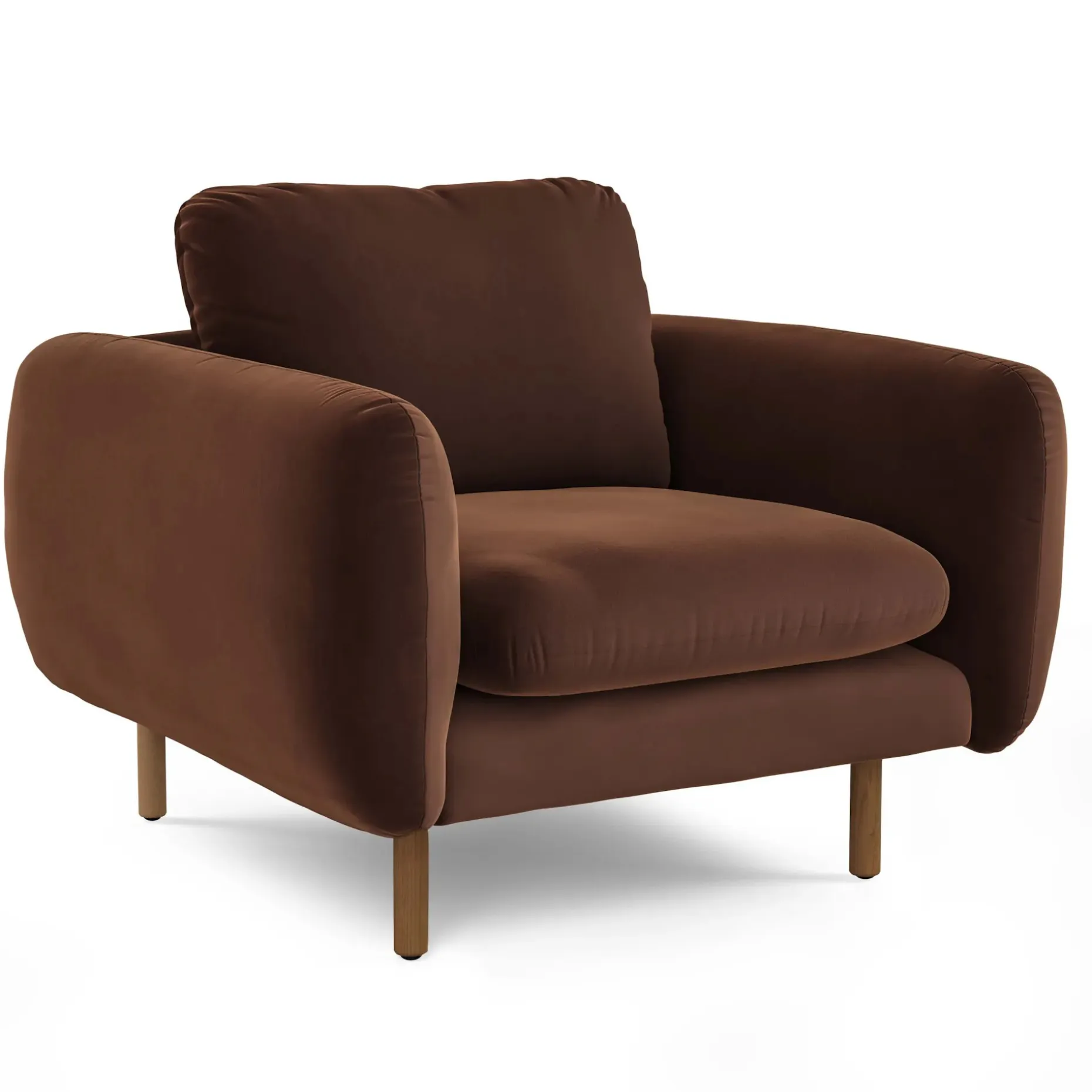 Sanders 37" Velvet Lounge Chair - Plush Pacific Brown