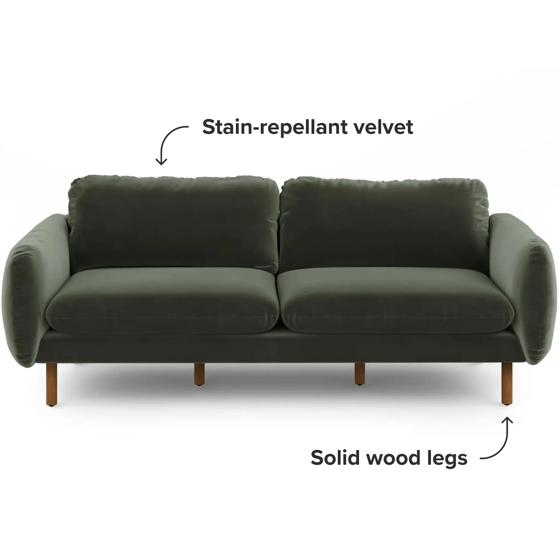 Sanders 85.5" Velvet Sofa - Plush Pacific Green