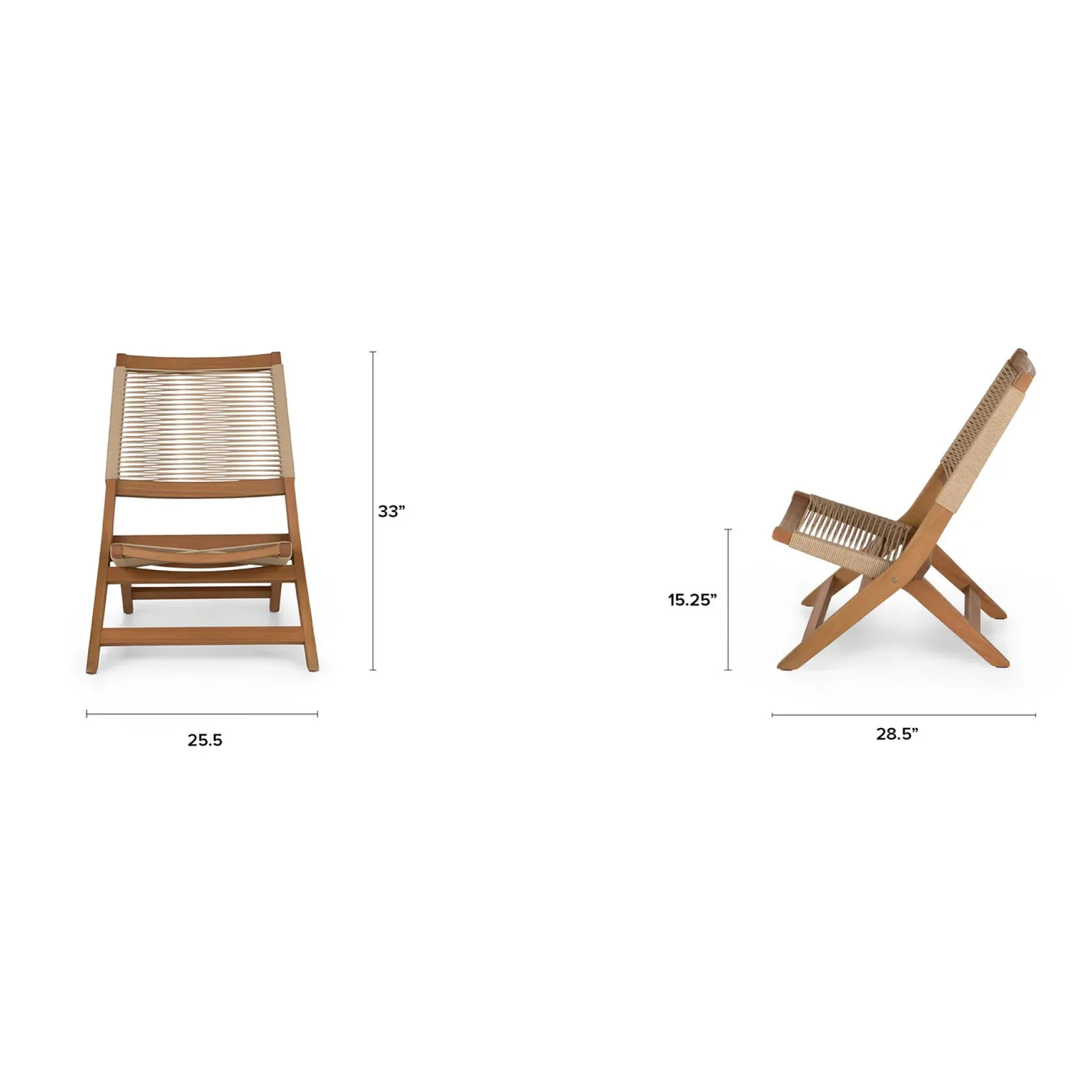 Santo 25.5" Outdoor Folding Lounge Chair - Ecru