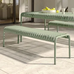 Sarek 59" Outdoor Bench - Khaki Green