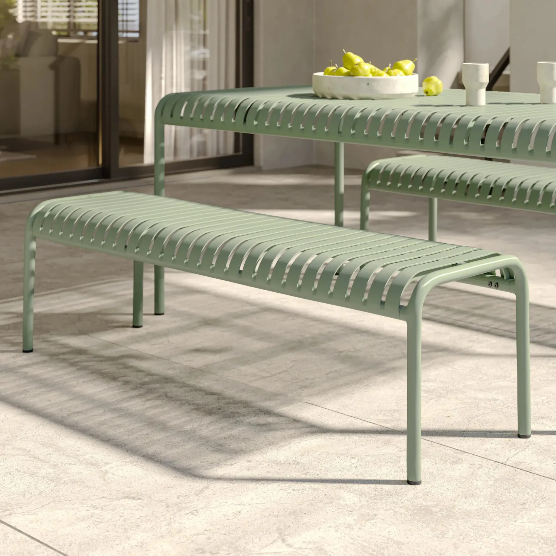 Sarek 59" Outdoor Bench - Khaki Green