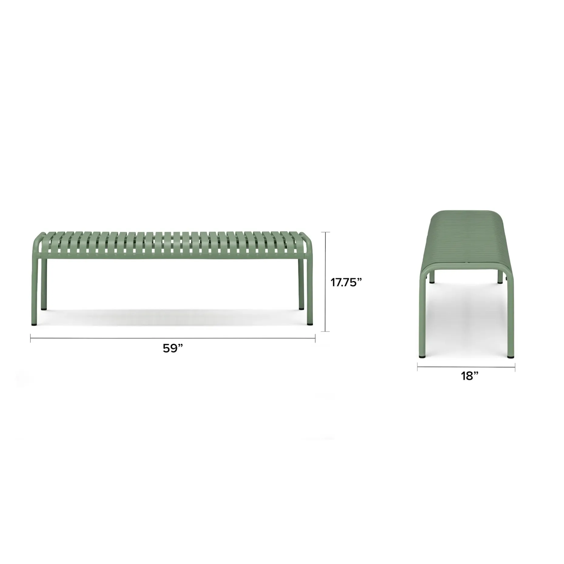 Sarek 59" Outdoor Bench - Khaki Green