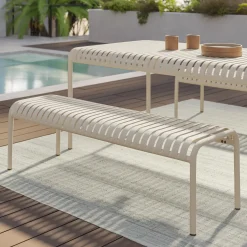 Sarek 67" Outdoor Dining Table Set - Taupe