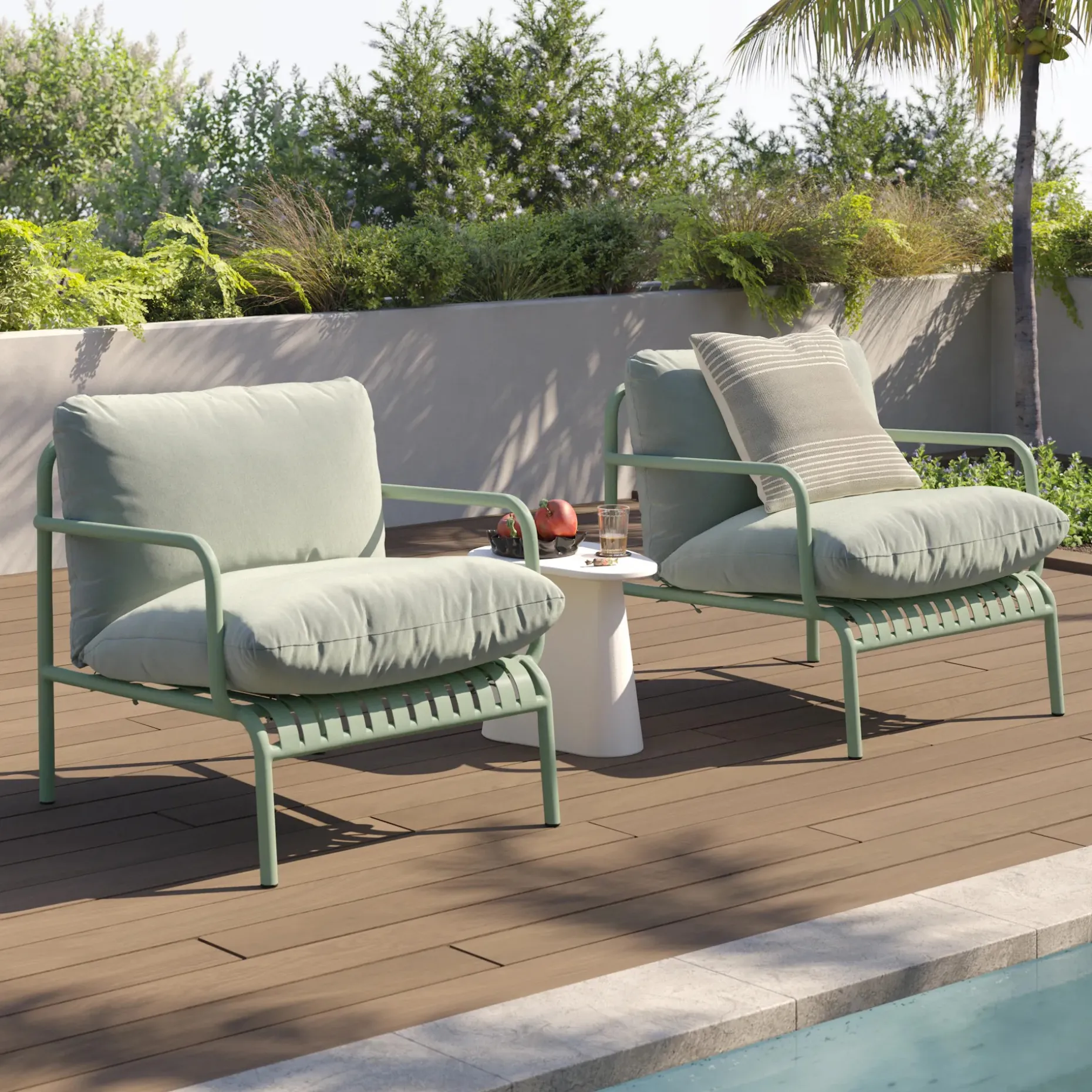 Sarek 31.5" Outdoor Lounge Chair Set - Sunbrella® Mint