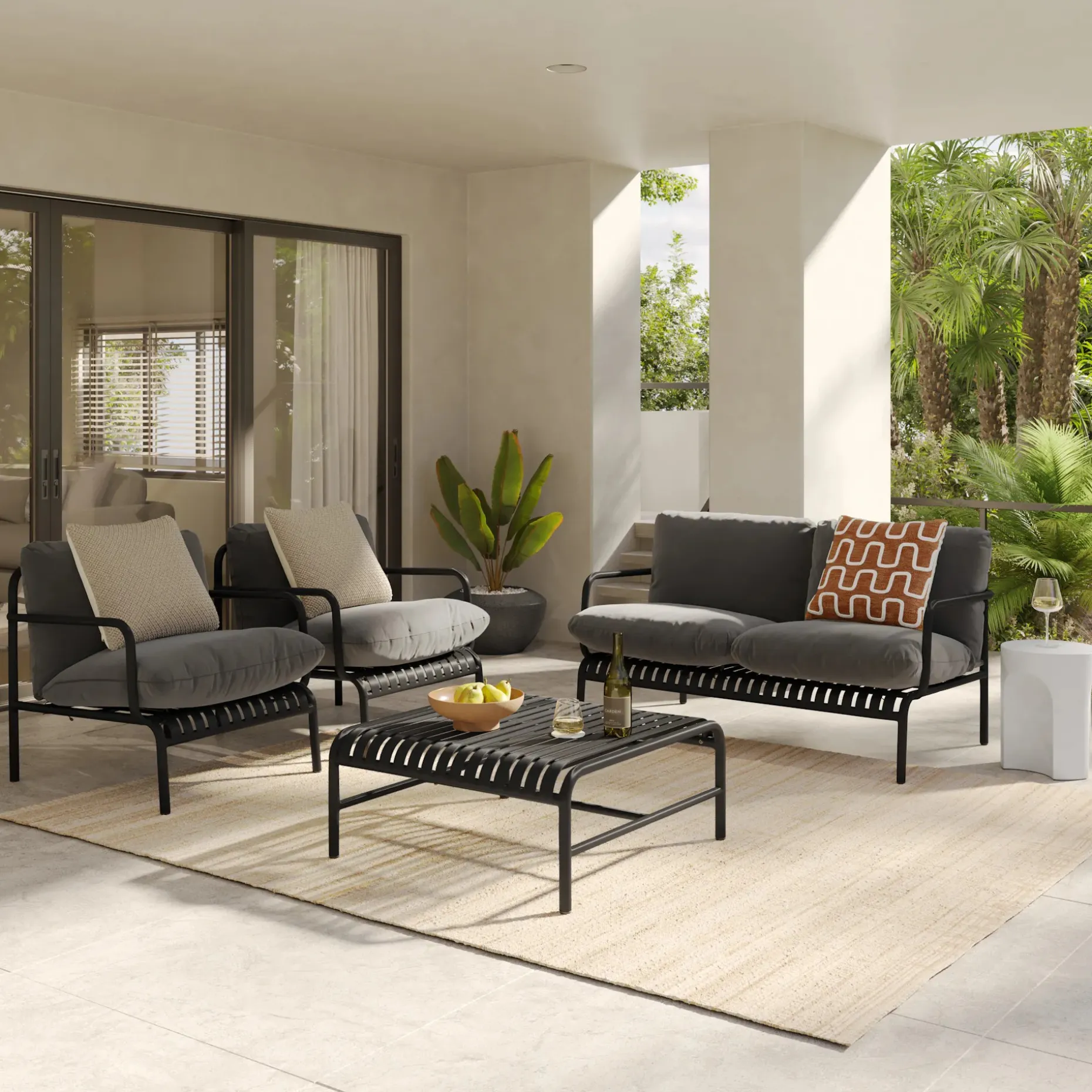 Sarek 31.5" Outdoor Lounge Chair Set - Sunbrella® Onyx