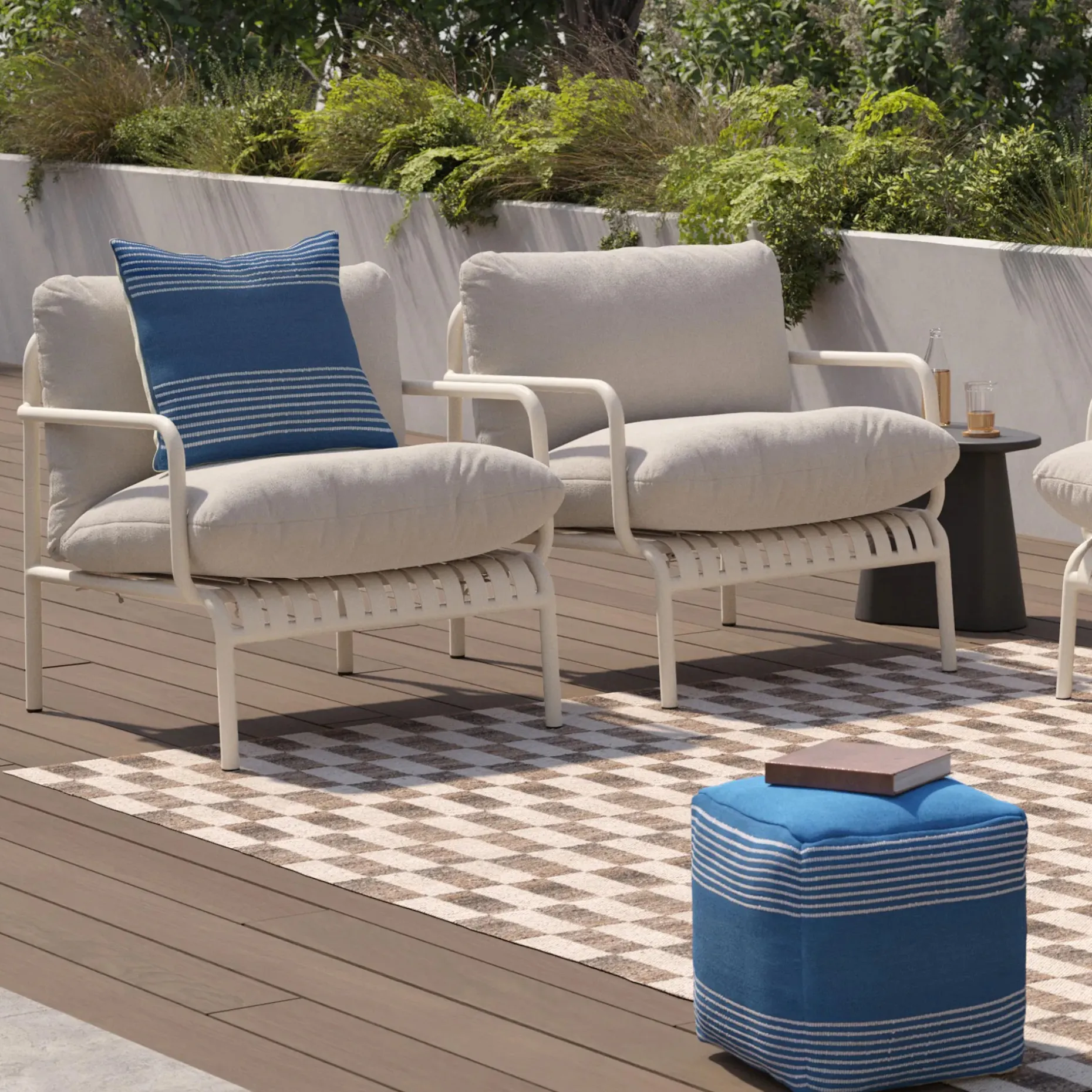Sarek 31.5" Outdoor Lounge Chair Set - Sunbrella® Linen