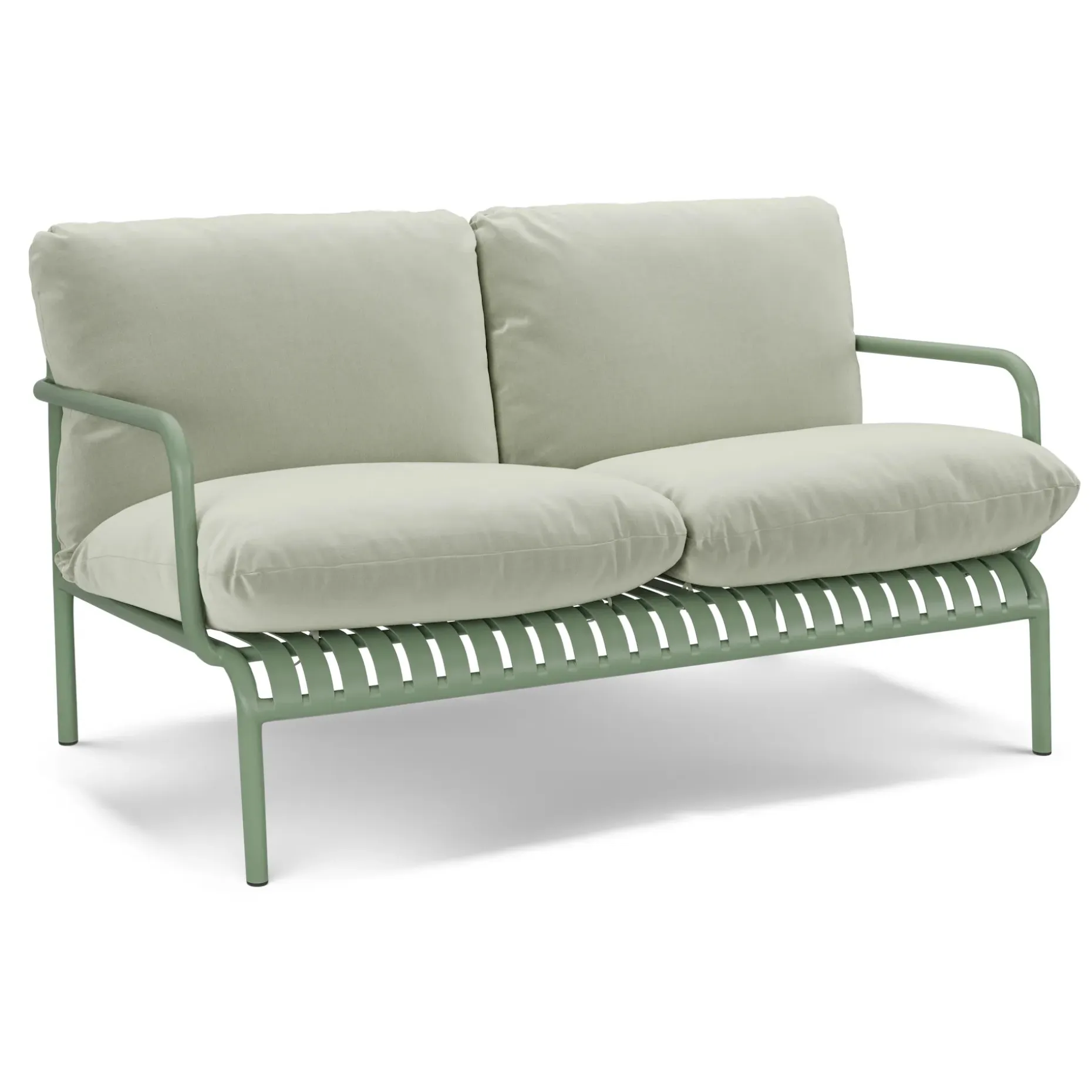 Sarek 59" Outdoor Loveseat and Ottoman Set - Sunbrella® Mint