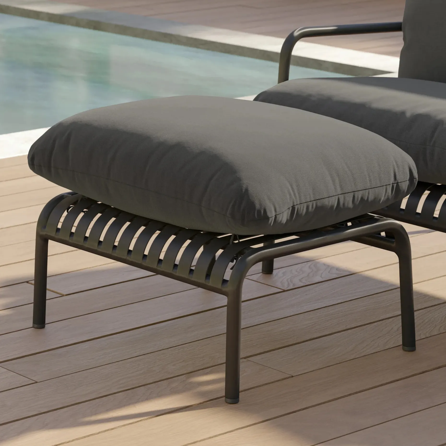 Sarek 29.5" Outdoor Ottoman - Sunbrella® Onyx