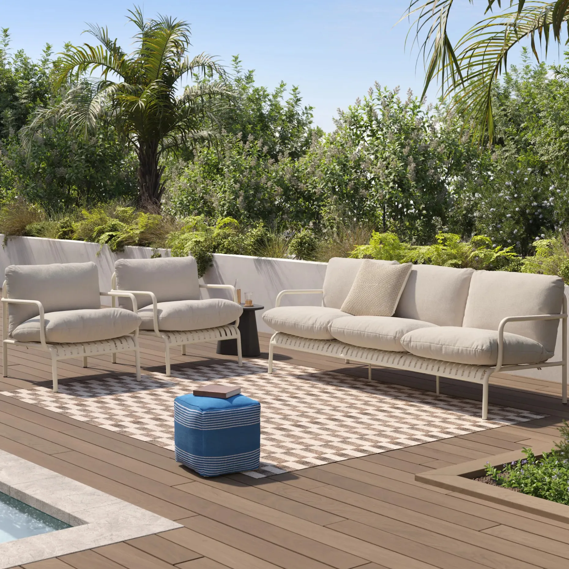 Sarek 89" Outdoor Sofa Set - Sunbrella® Linen