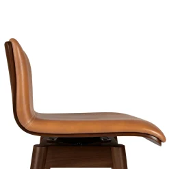 Sede Leather Swivel Bar Stool - Walnut and Toscana Tan