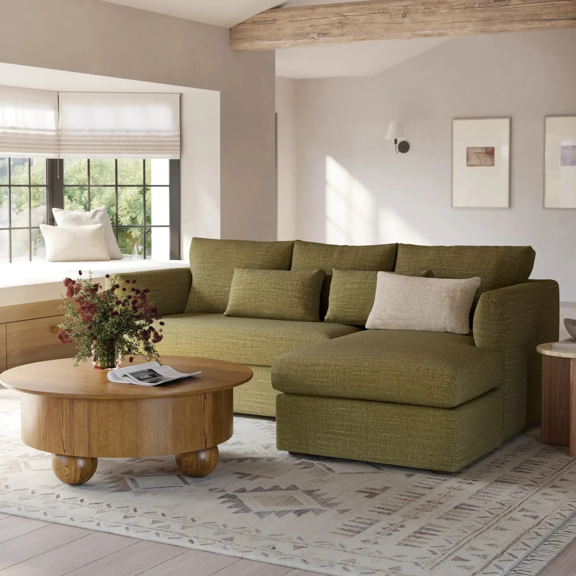 Sigrid 42.5" Storage Coffee Table - Smoked Oak
