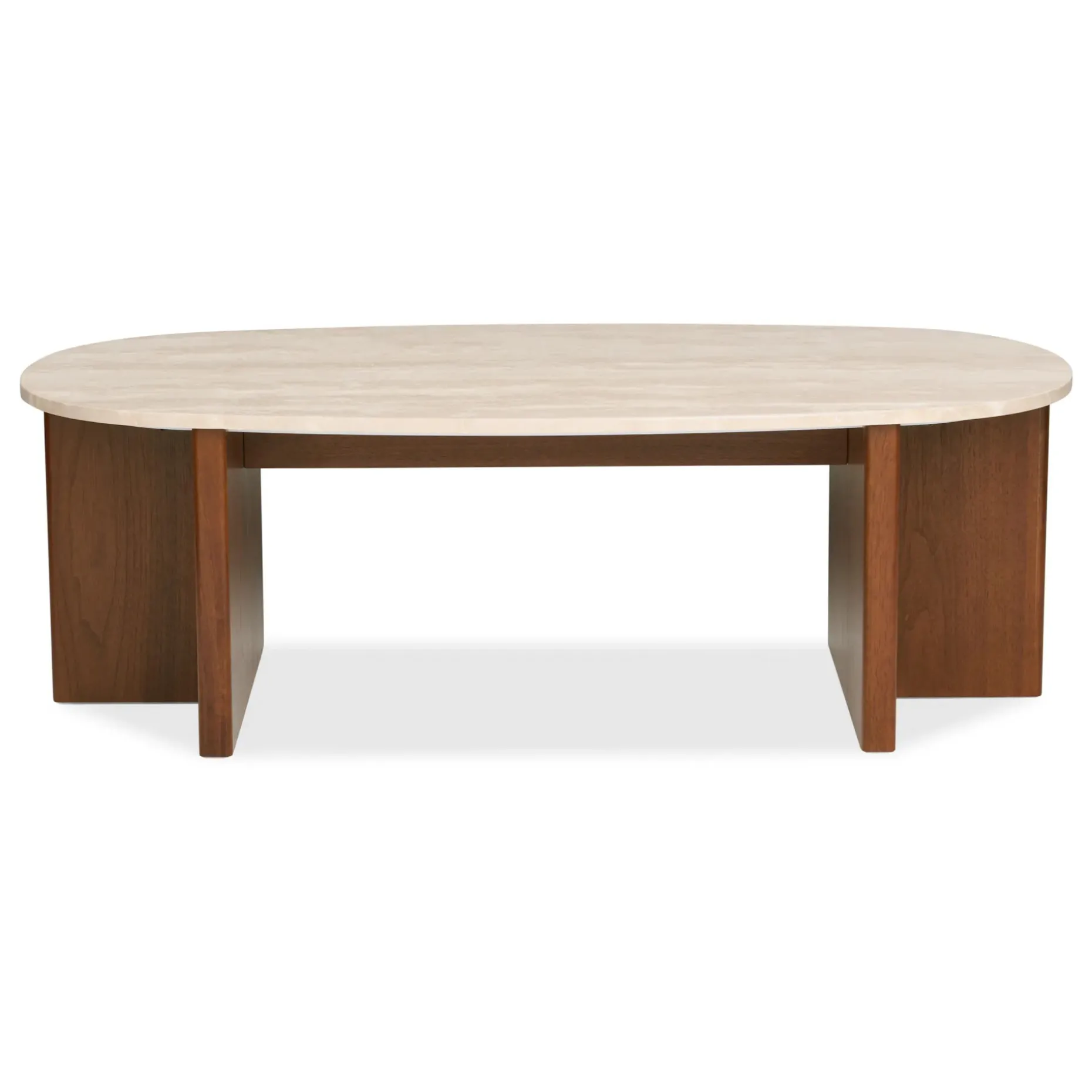 Sporo 47.25" Travertine Coffee Table - Walnut