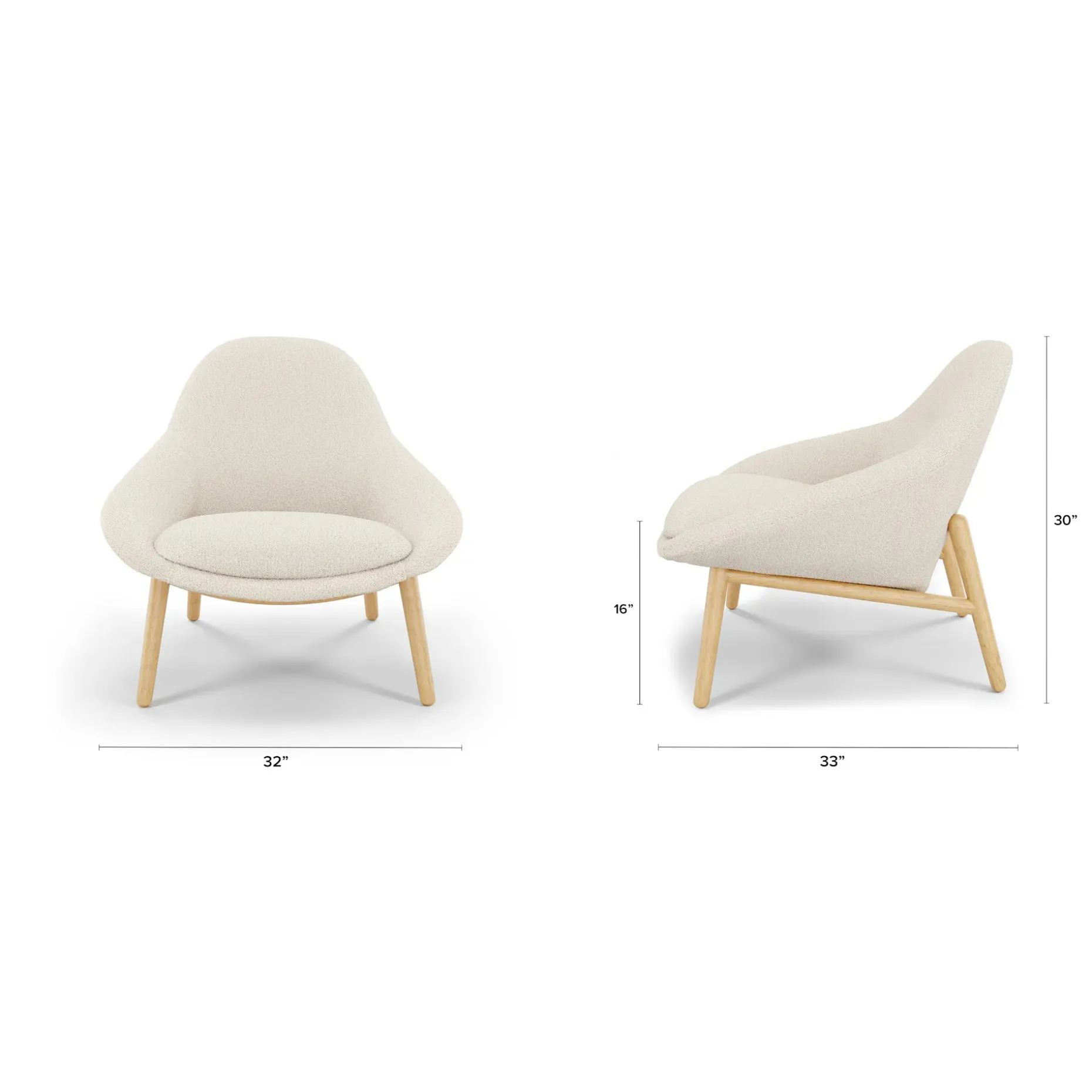 Sunny 32" Lounge Chair - Ivory Wool Bouclé