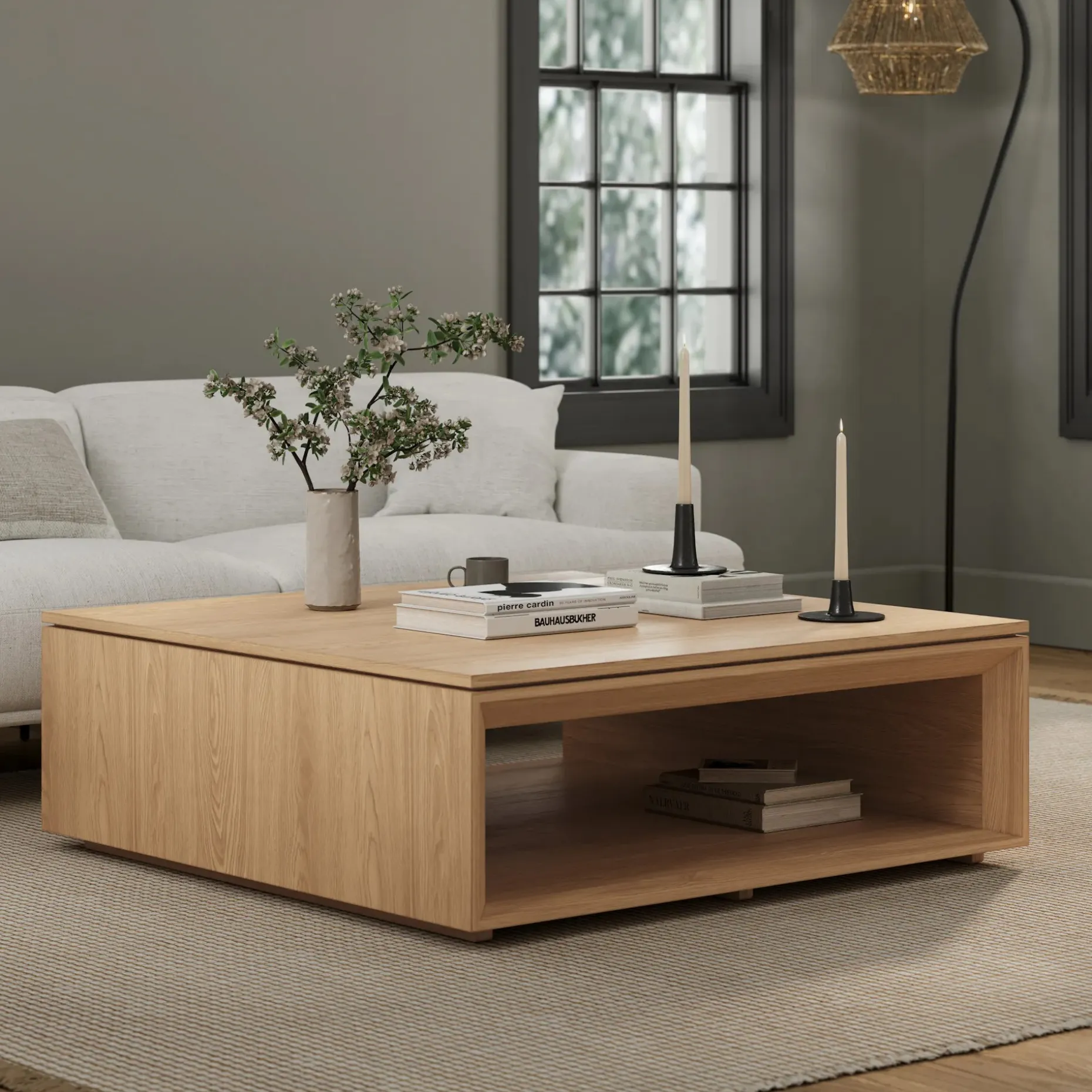 Suri 44" Square Coffee Table - White Oak