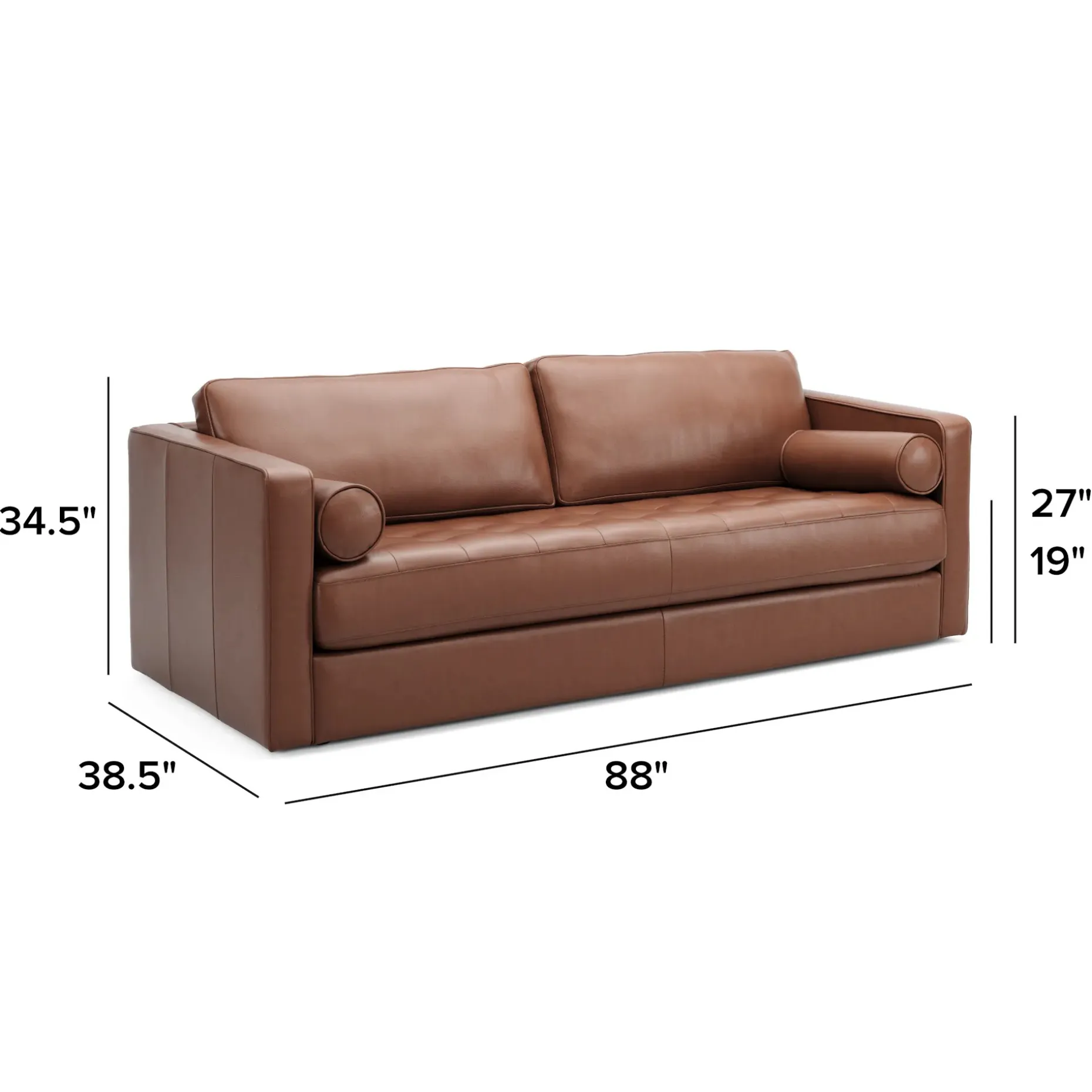 Sven 88" Grounded Tufted Leather Sofa - Taos Brown