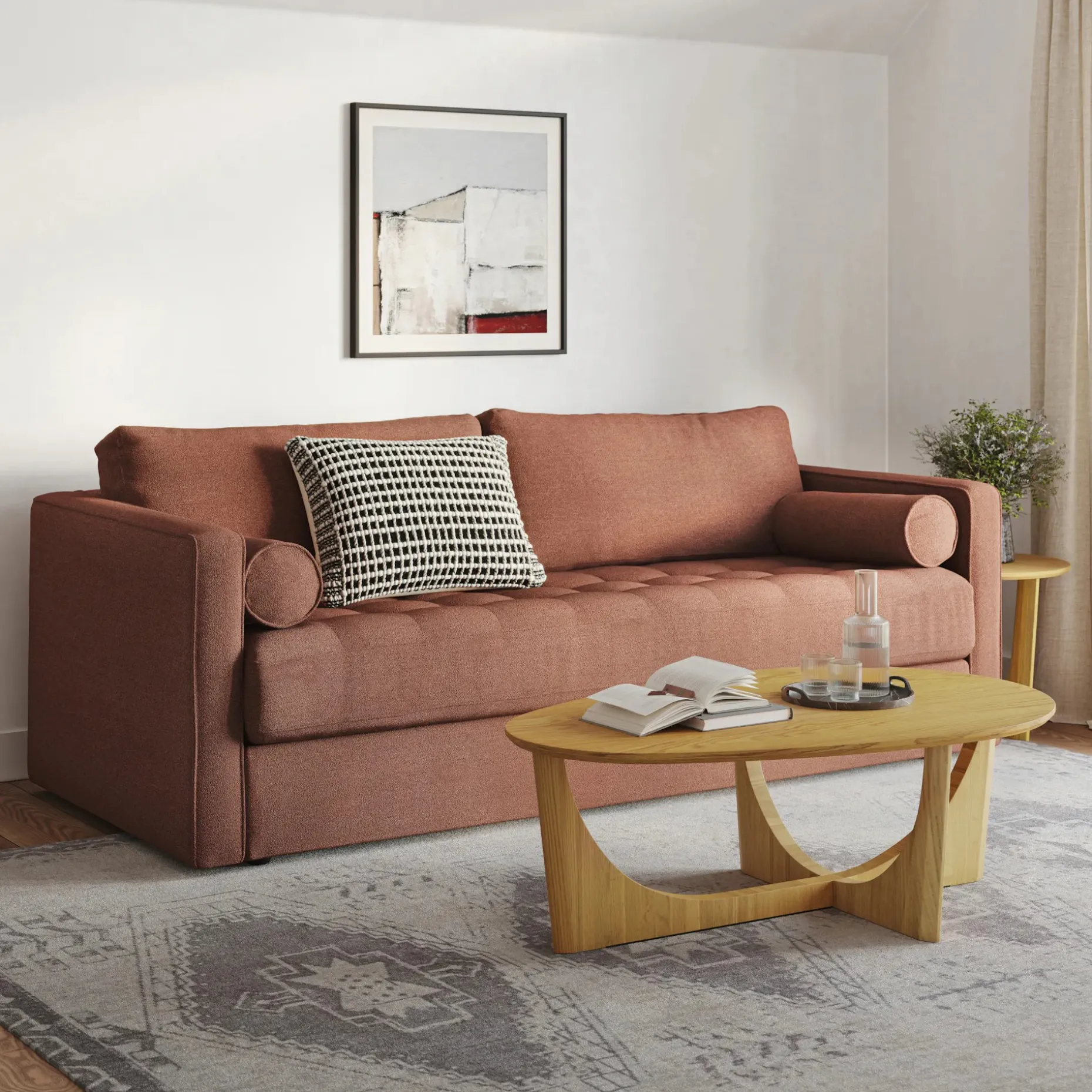 Sven 88" Grounded Tufted Sofa - Ratine Oxide
