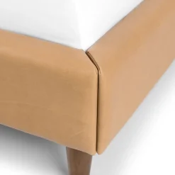 Sven King Tufted Leather Bed - Charme Tan