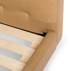 Sven King Tufted Leather Bed - Charme Tan