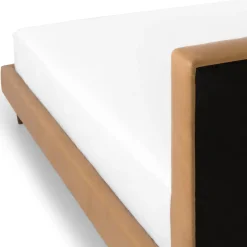 Sven King Tufted Leather Bed - Charme Tan