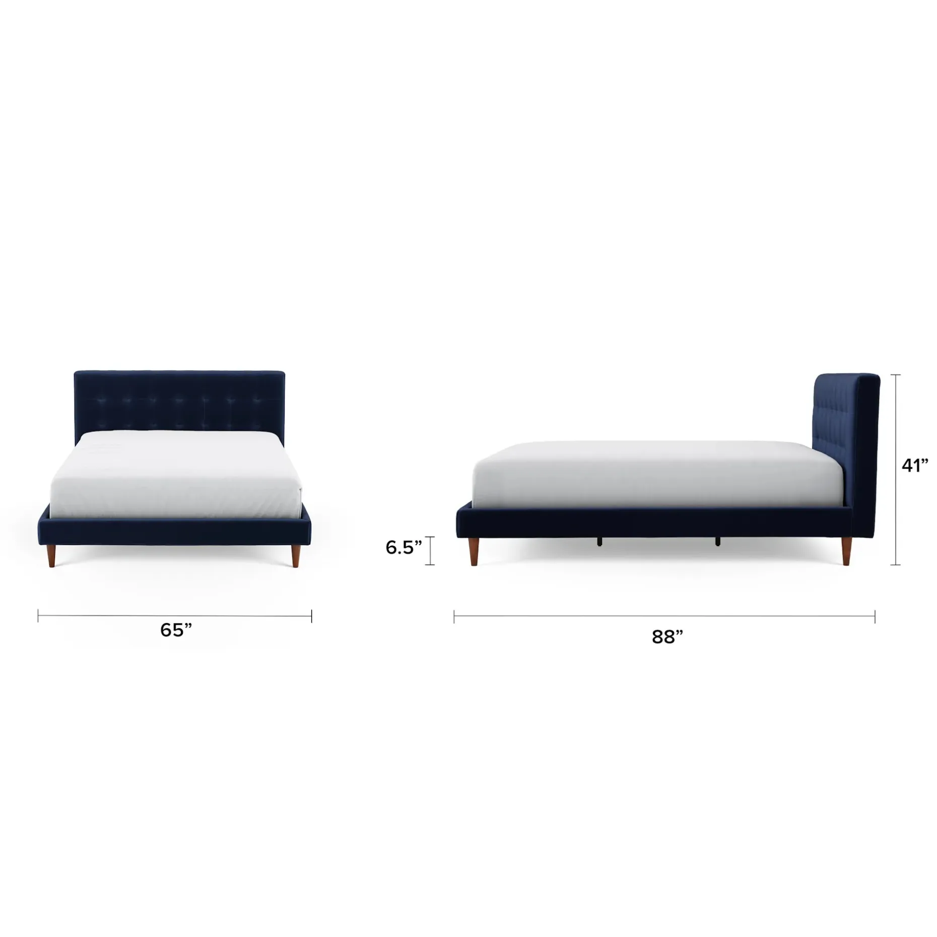 Sven Queen Tufted Velvet Bed - Plush Cascadia Blue