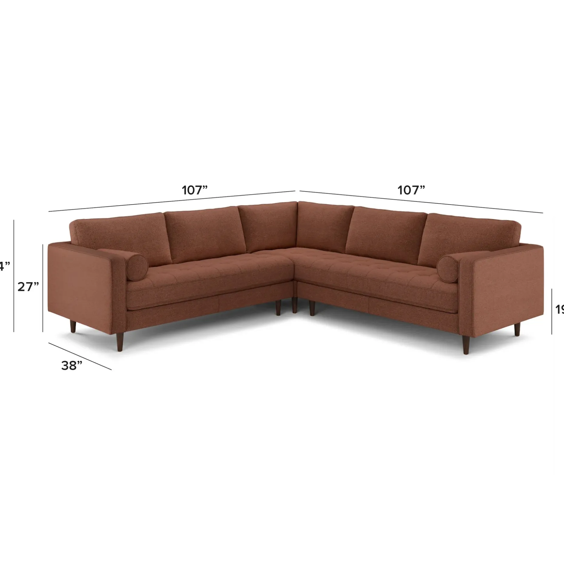Sven 107" Tufted Corner Sectional - Ratine Oxide