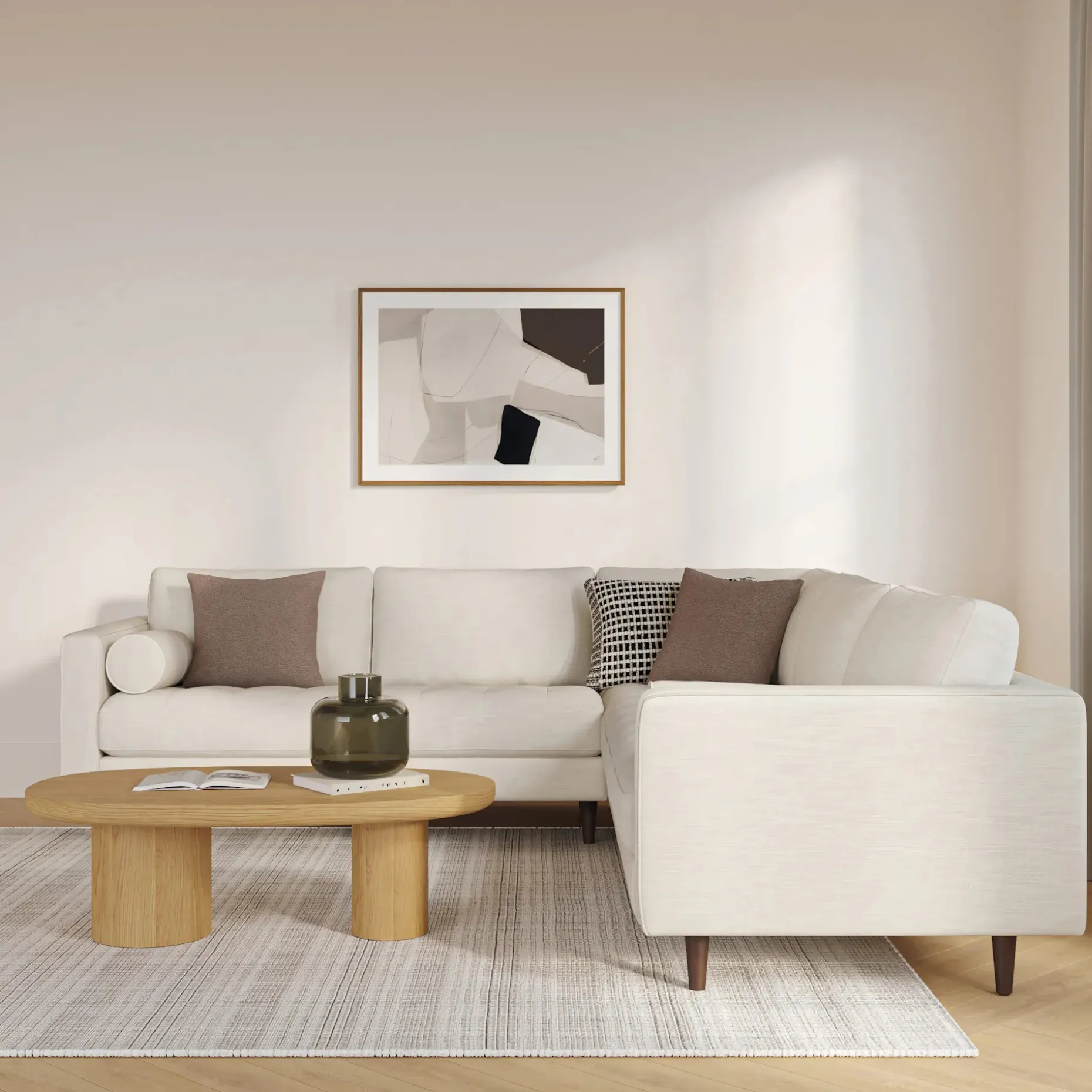 Sven 107" Tufted Corner Sectional - Biscuit Cream