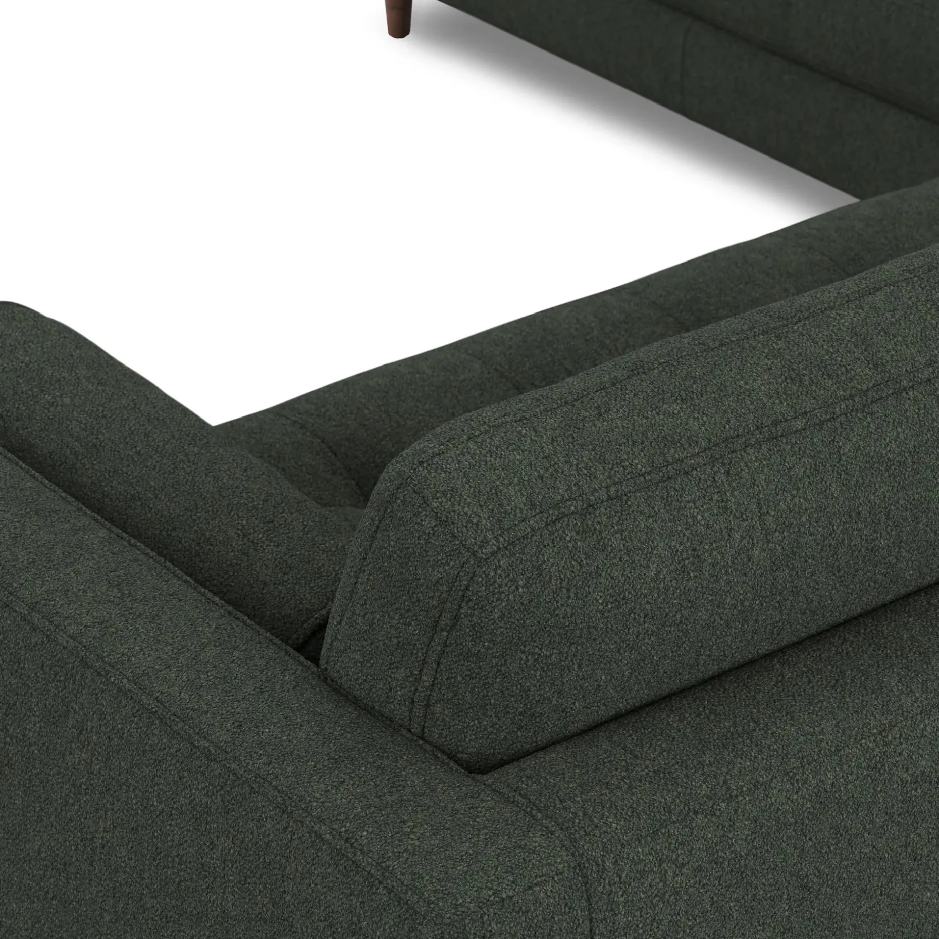 Sven 107" Tufted Corner Sectional - Green Wool Bouclé