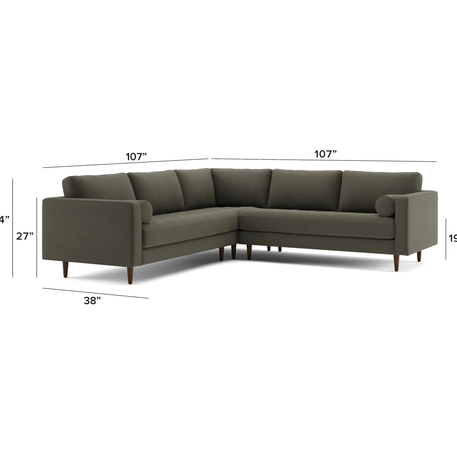 Sven 107" Tufted Corner Sectional - Silver Moss