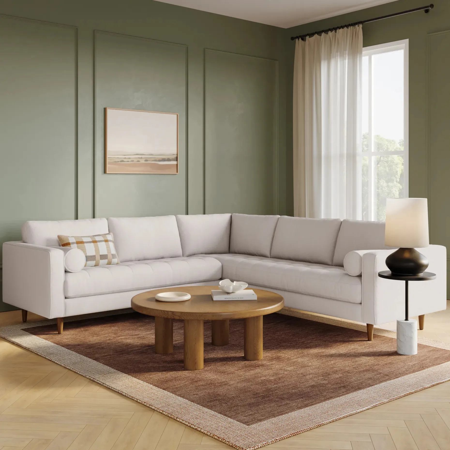 Sven 107" Tufted Corner Sectional - Napa White