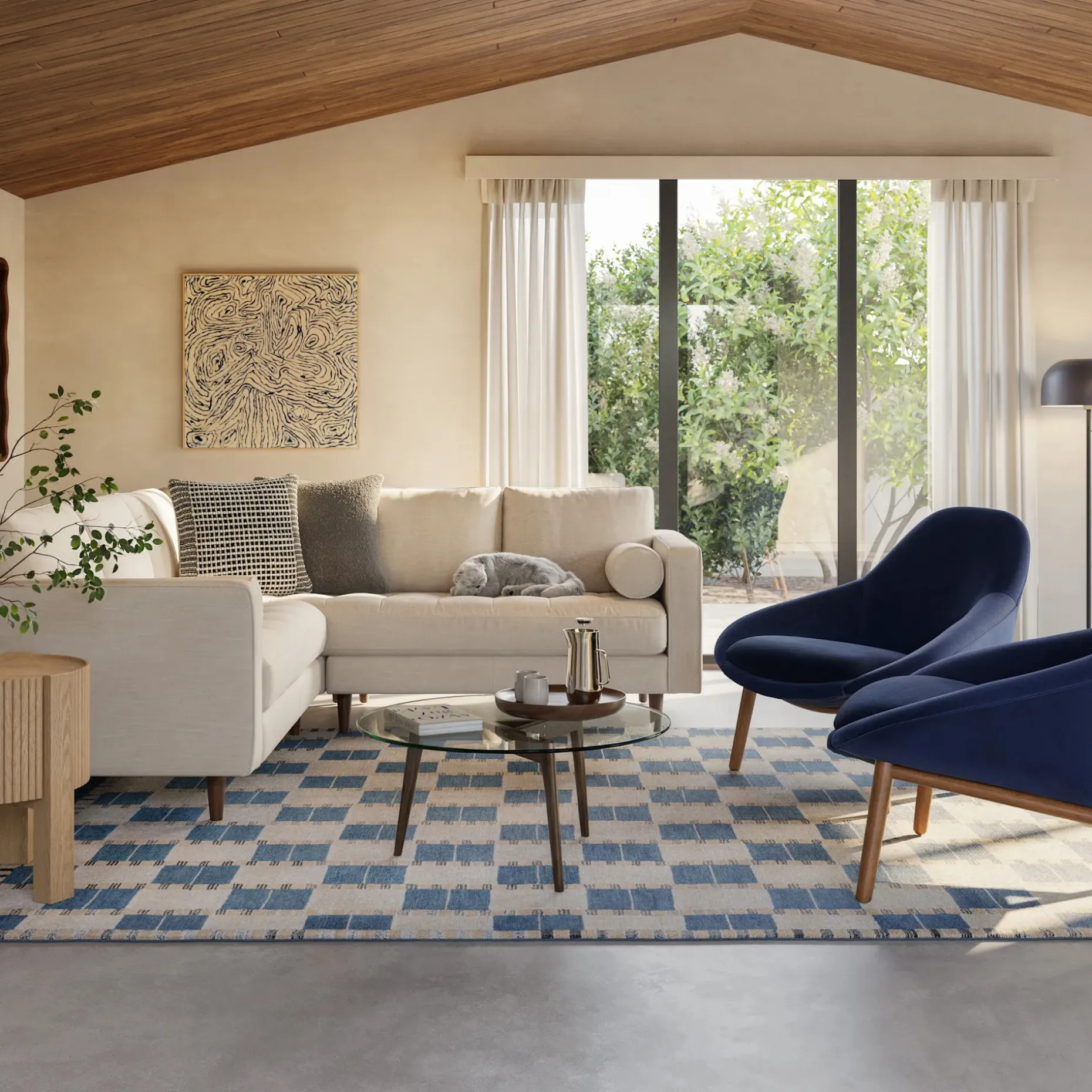 Sven 91" Tufted Corner Sectional - Biscuit Cream