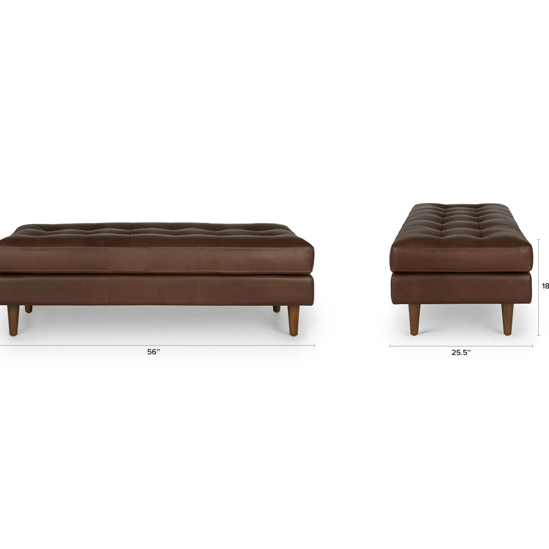 Sven 56" Tufted Leather Bench - Charme Chocolat