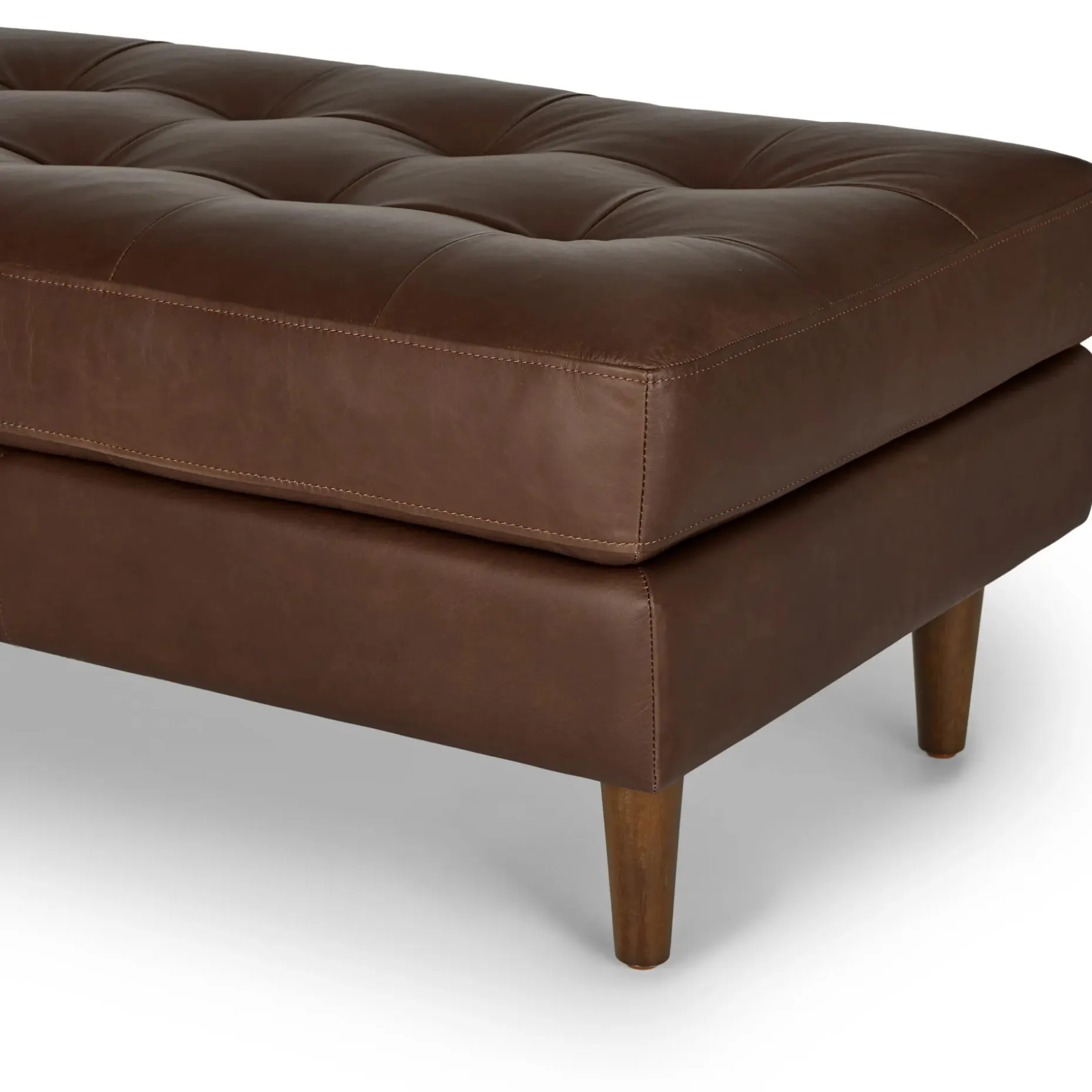 Sven 56" Tufted Leather Bench - Charme Chocolat