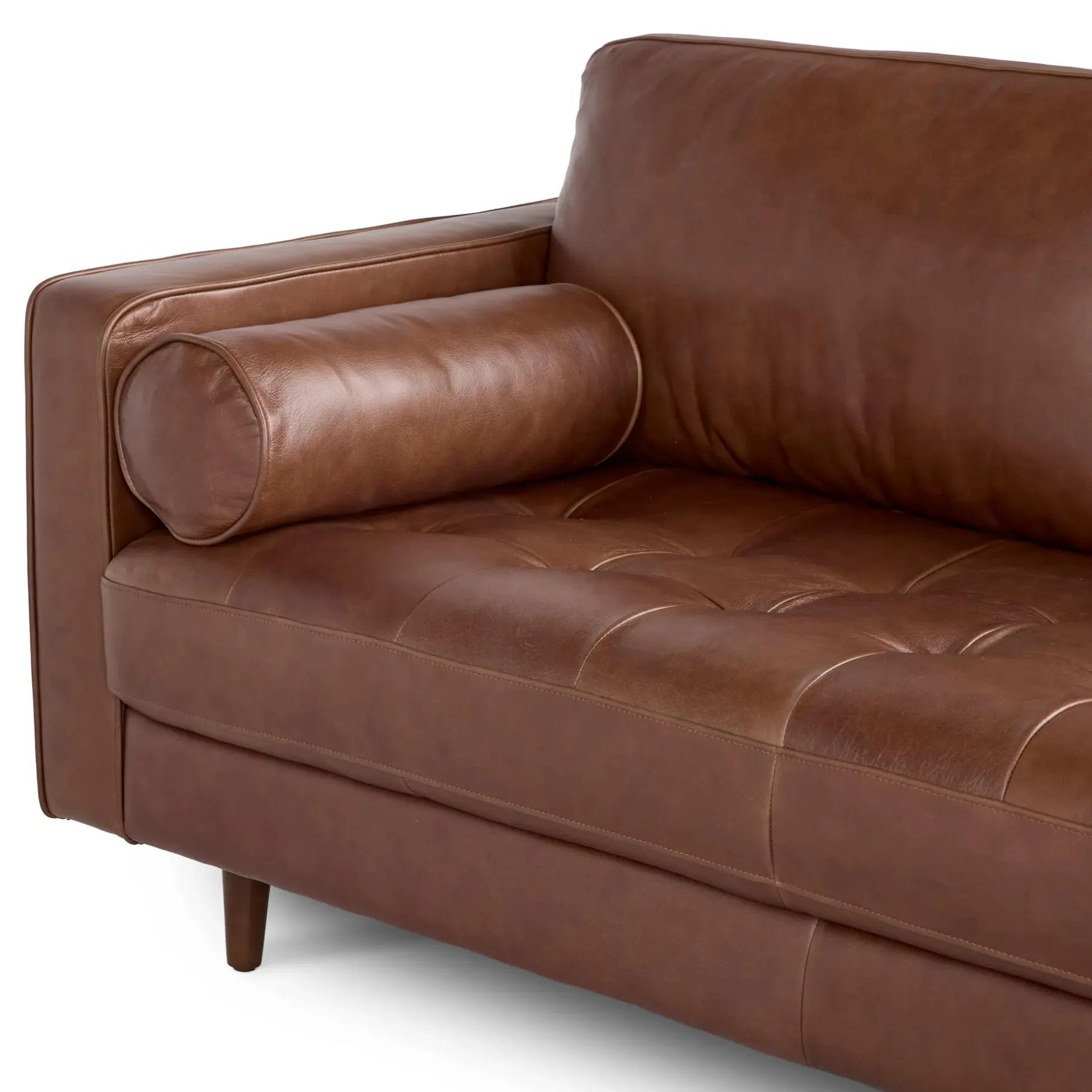 Sven 107" Tufted Leather Corner Sectional - Taos Brown