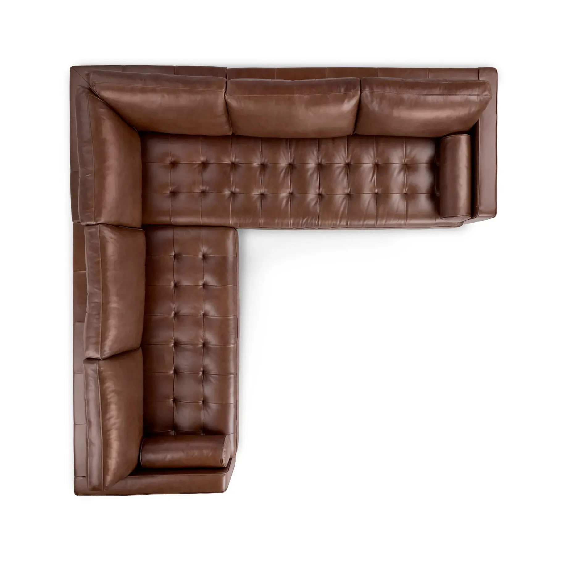 Sven 107" Tufted Leather Corner Sectional - Taos Brown