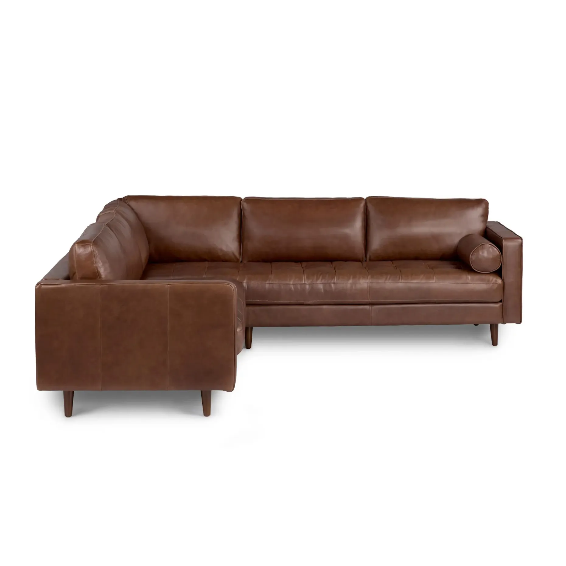 Sven 107" Tufted Leather Corner Sectional - Taos Brown