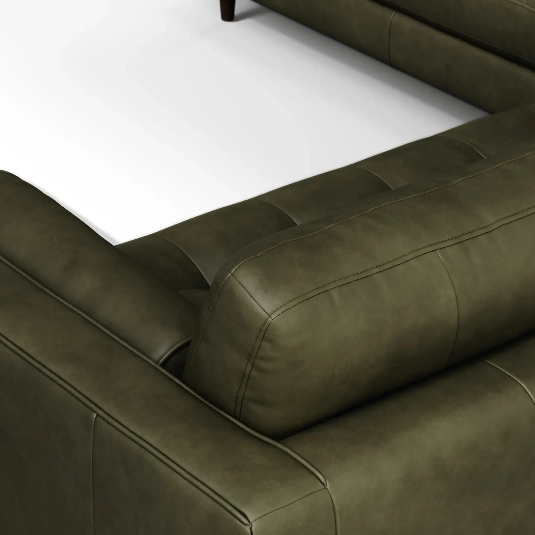 Sven 107" Tufted Leather Corner Sectional - Charme Green