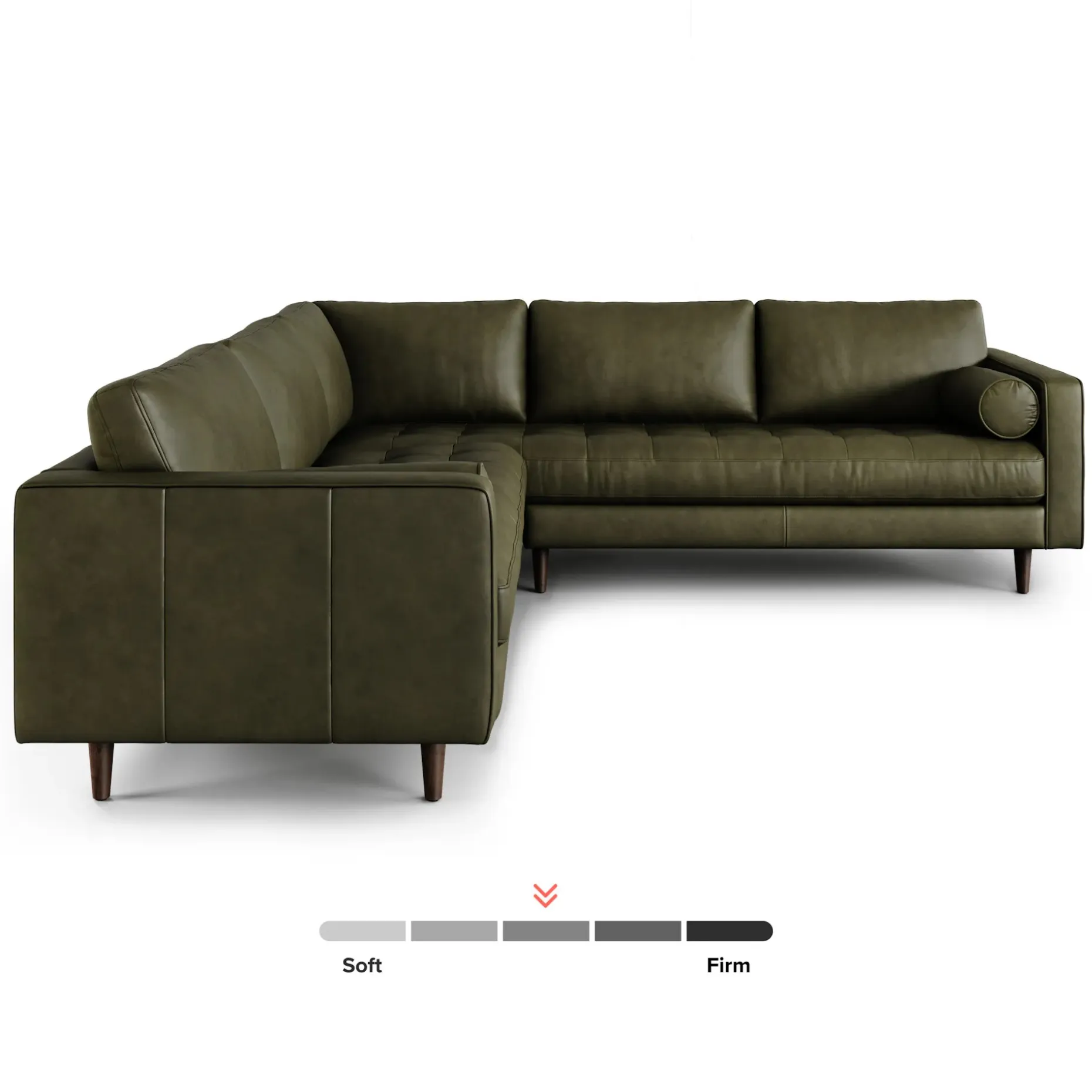 Sven 107" Tufted Leather Corner Sectional - Charme Green
