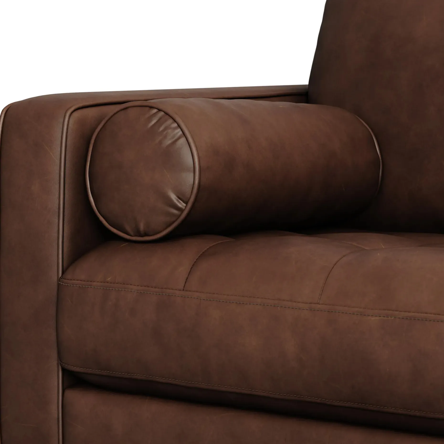 Sven 107" Tufted Leather Corner Sectional - Charme Chocolat