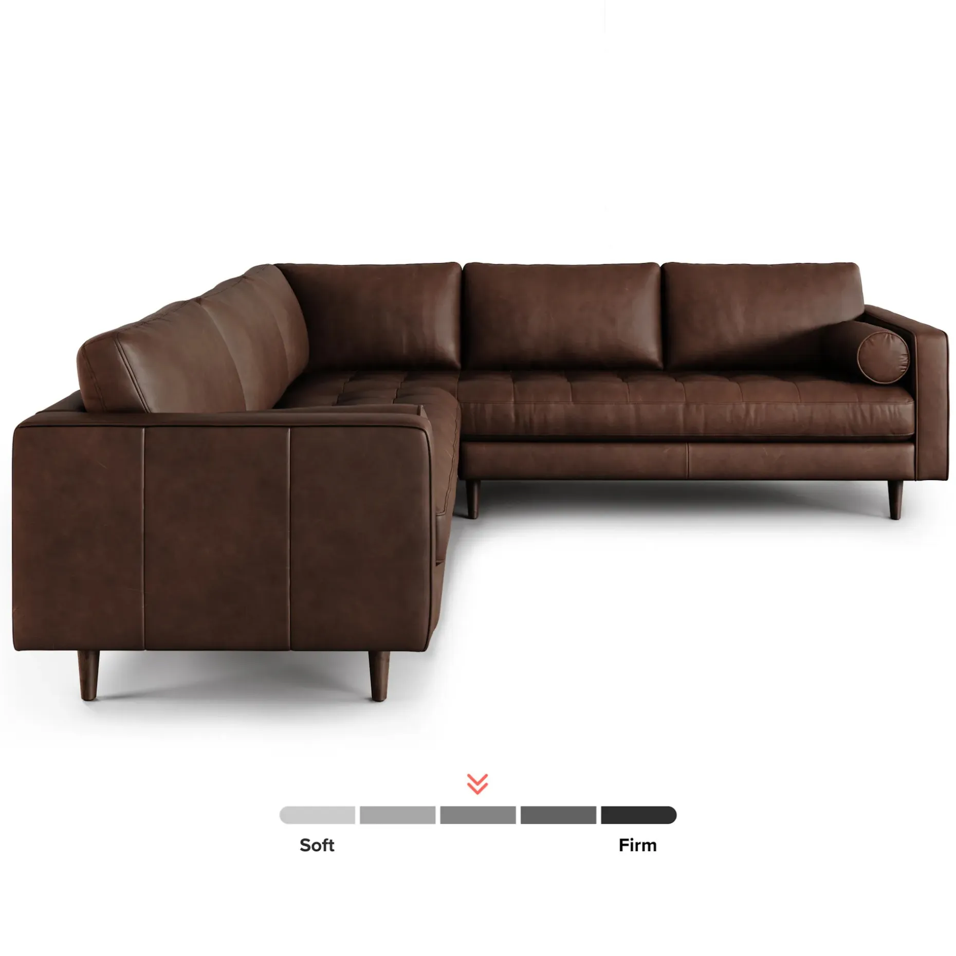 Sven 107" Tufted Leather Corner Sectional - Charme Chocolat