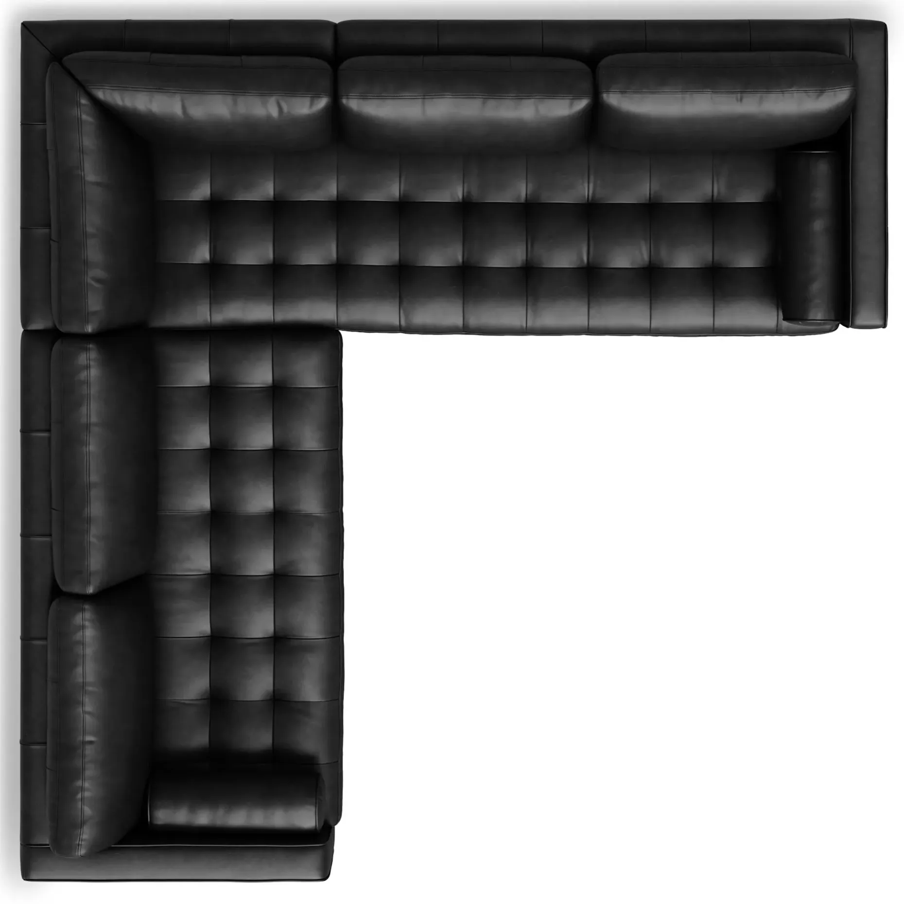 Sven 107" Tufted Leather Corner Sectional - Oxford Black