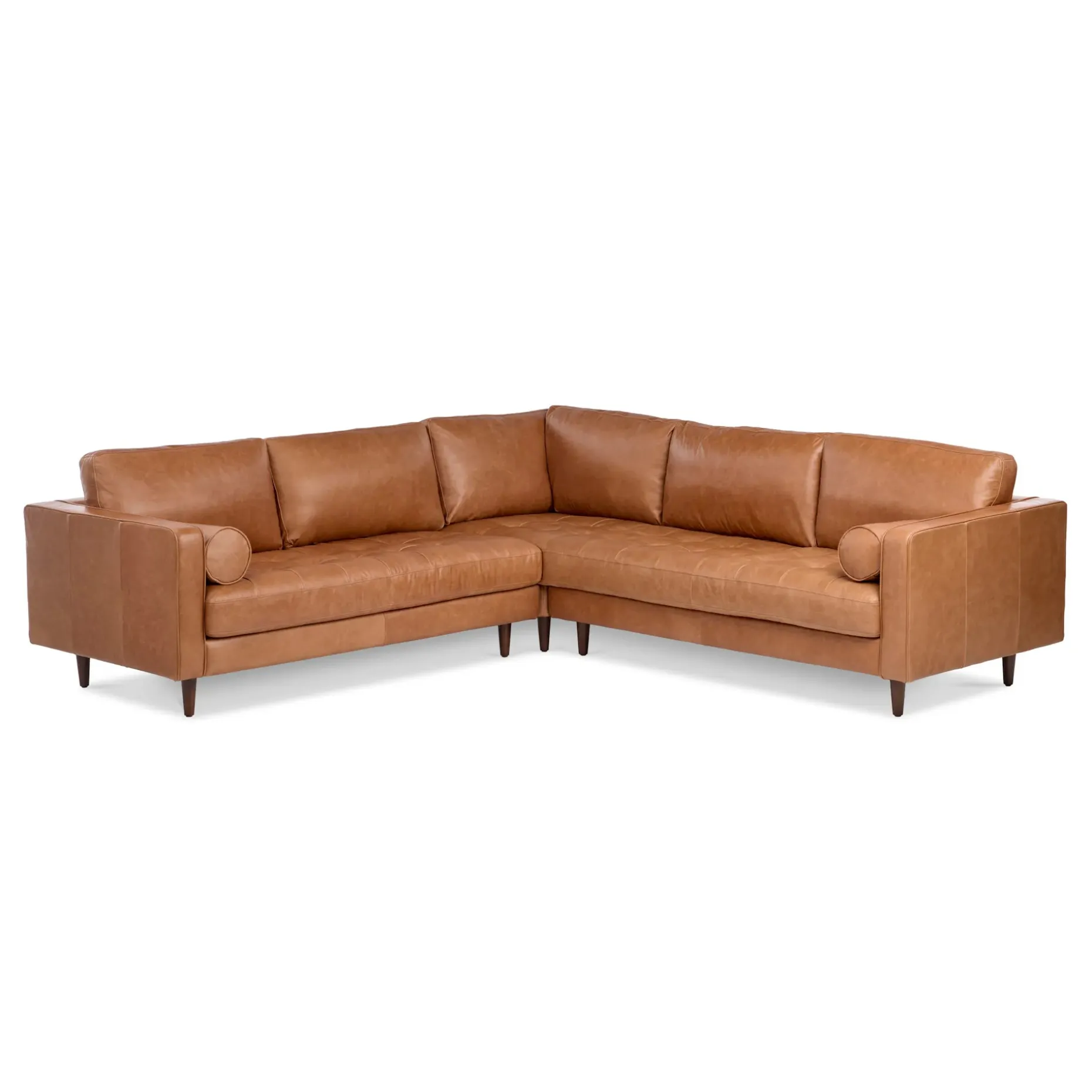 Sven 107" Tufted Leather Corner Sectional - Salerno Tan