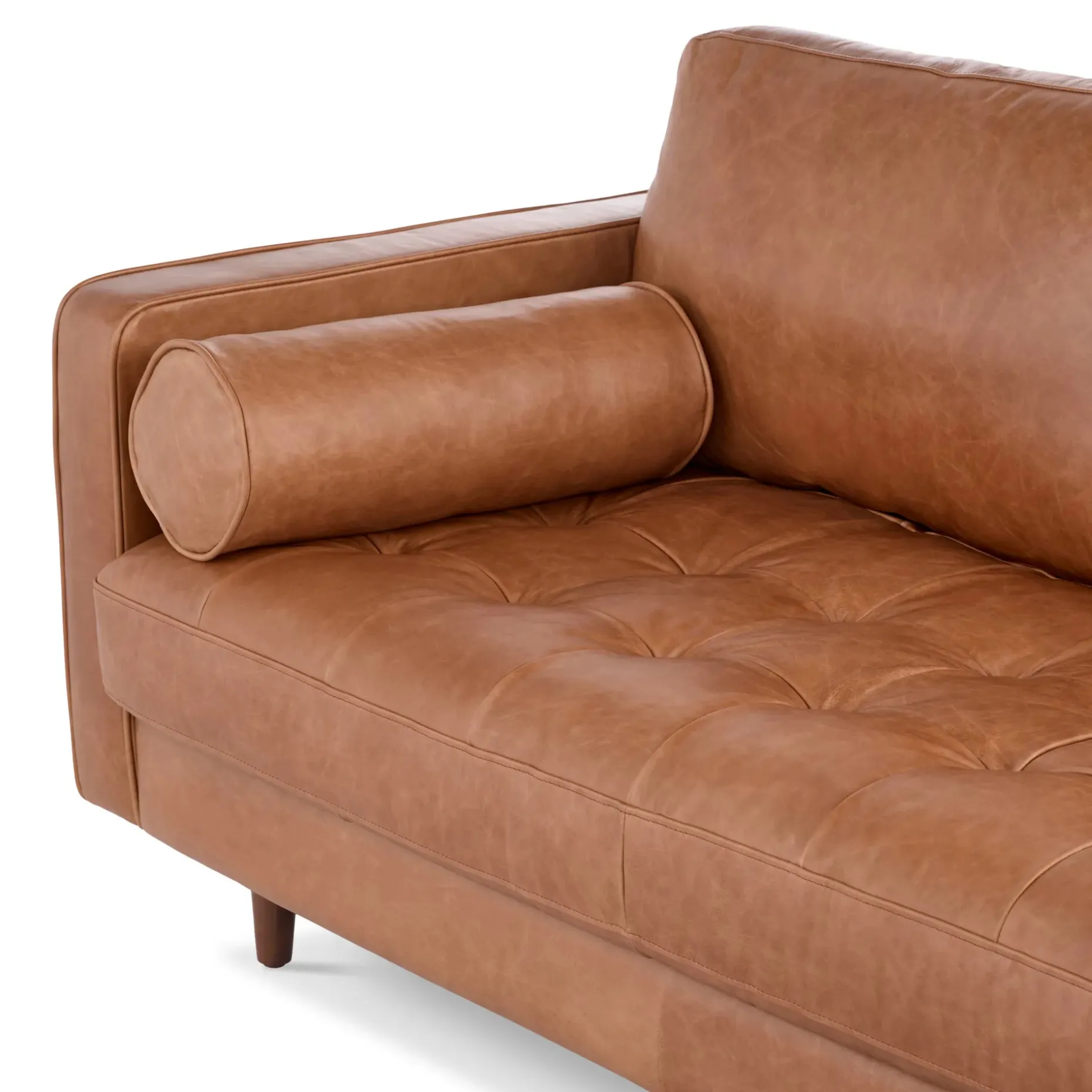 Sven 107" Tufted Leather Corner Sectional - Salerno Tan
