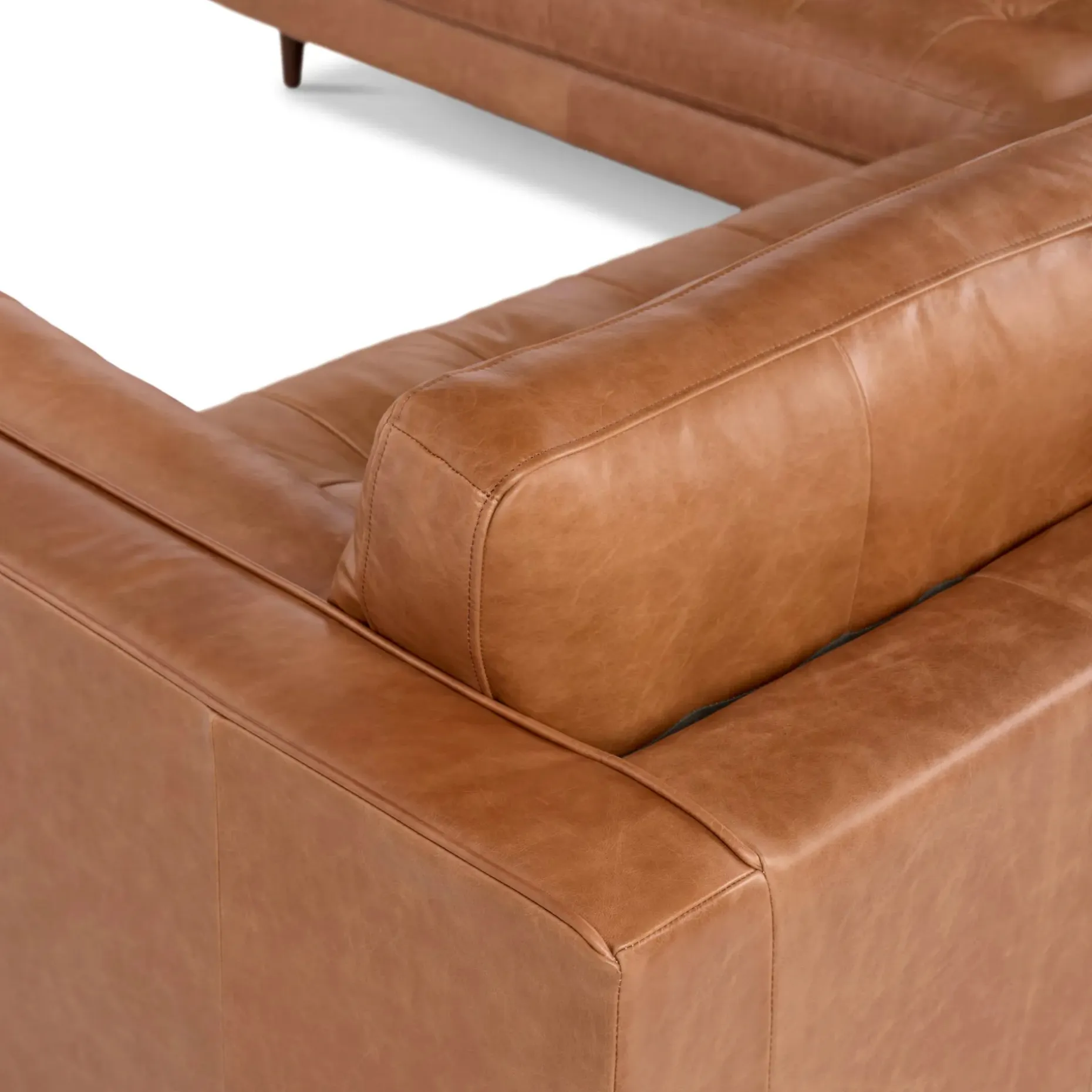 Sven 107" Tufted Leather Corner Sectional - Salerno Tan